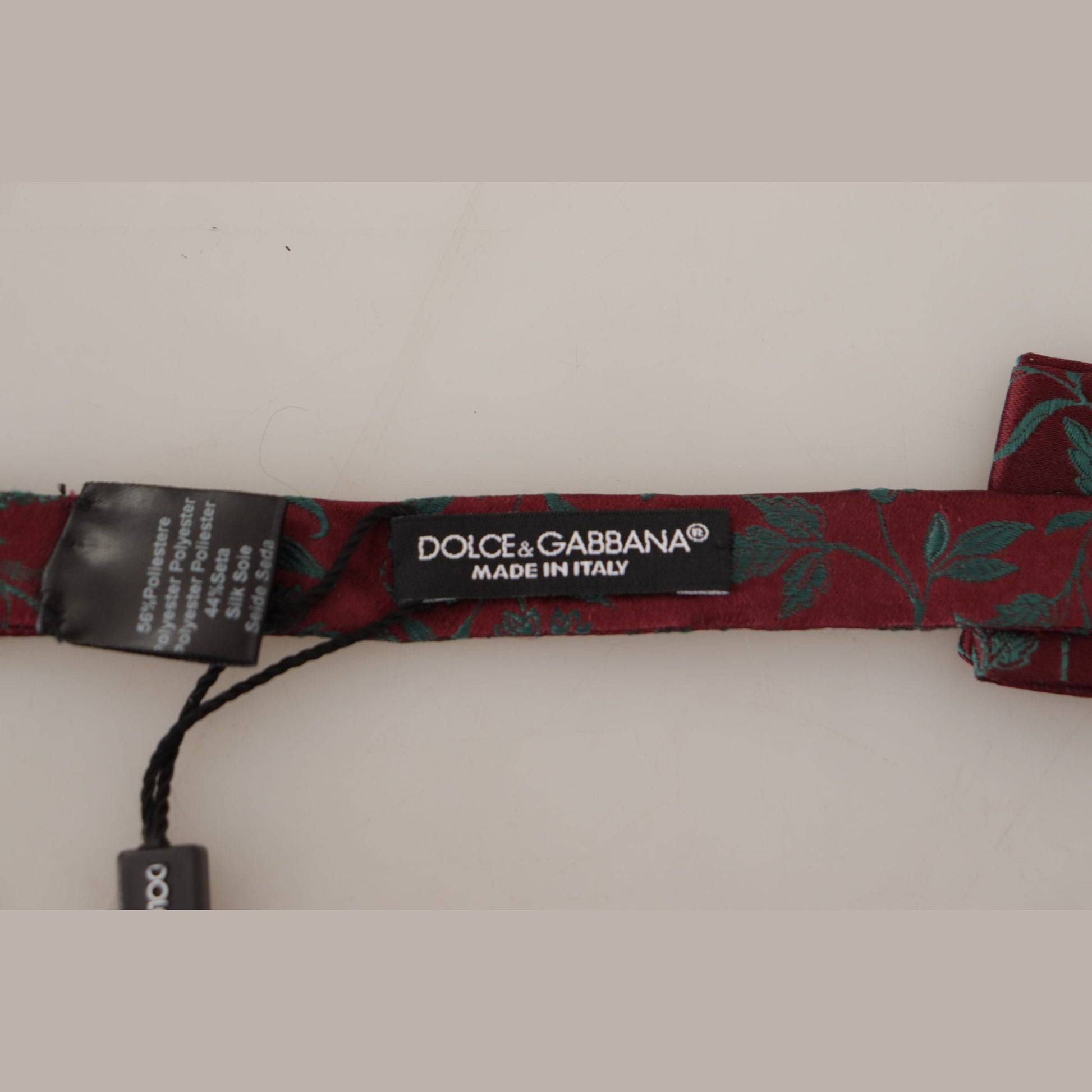 Dolce & Gabbana Maroon Pattern Adjustable Neck Papillon Bow Tie