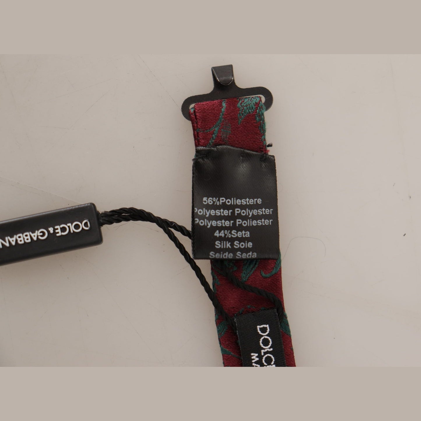 Dolce & Gabbana Maroon Pattern Adjustable Neck Papillon Bow Tie