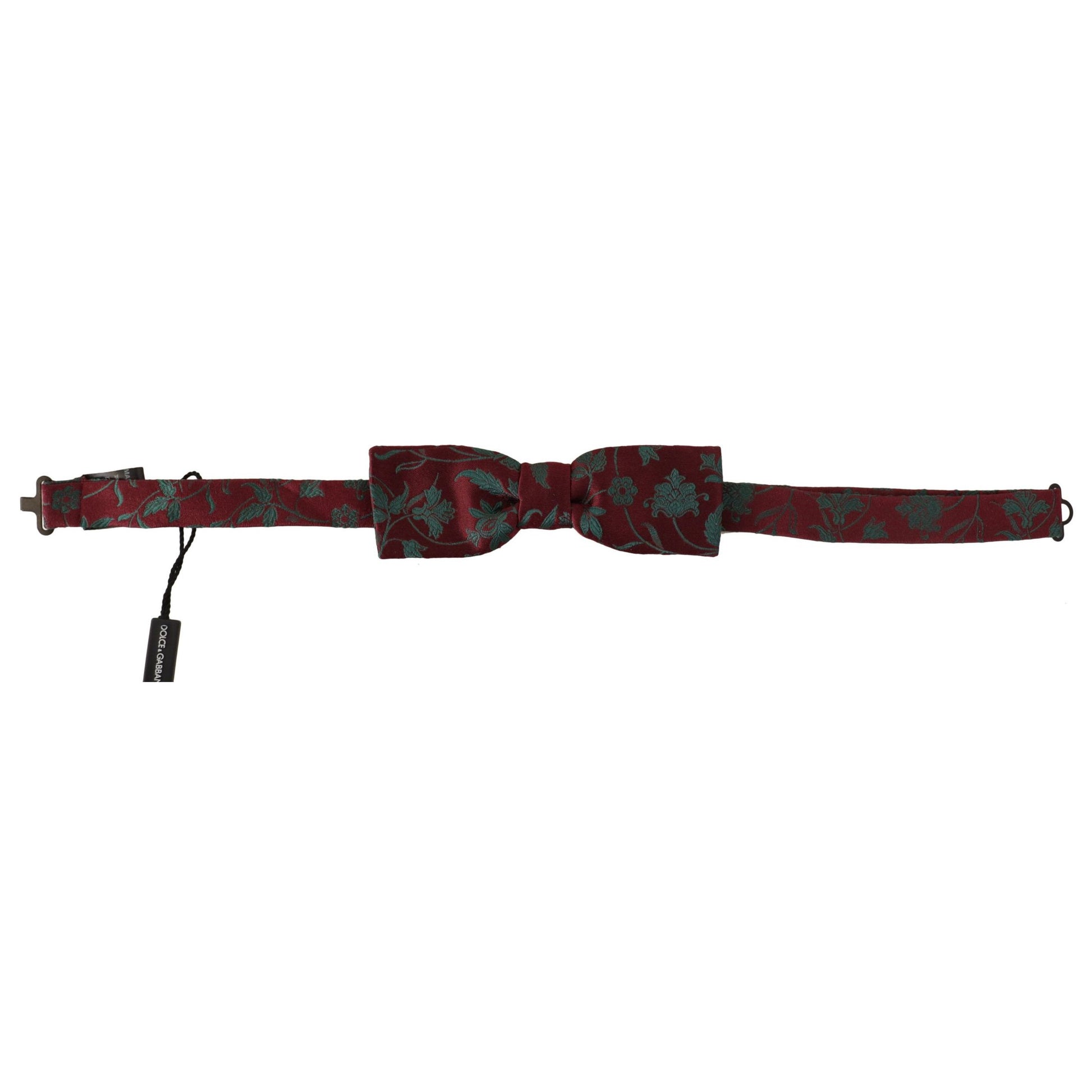 Dolce & Gabbana Maroon Pattern Adjustable Neck Papillon Bow Tie