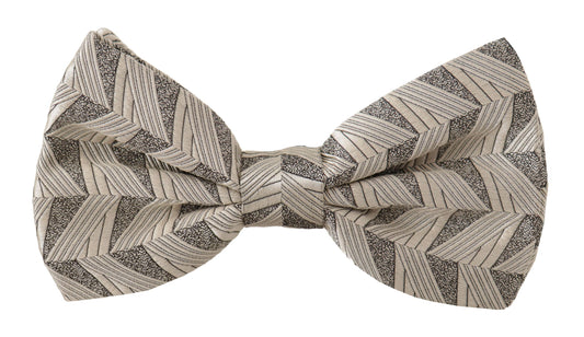 Dolce & Gabbana Gray 100% Silk Adjustable Neck Papillon Bow Tie Dolce & Gabbana