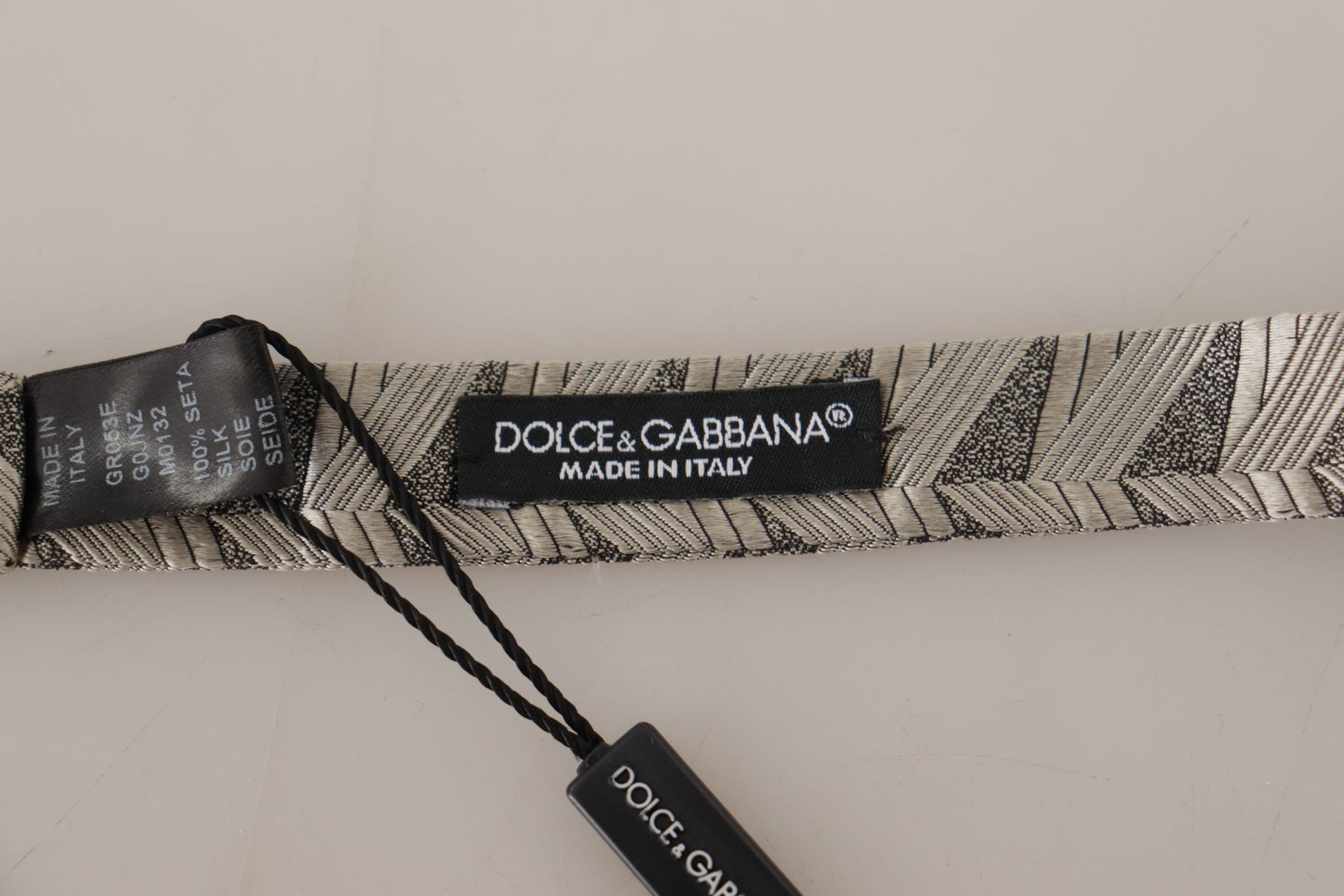 Dolce & Gabbana Gray 100% Silk Adjustable Neck Papillon Bow Tie Dolce & Gabbana