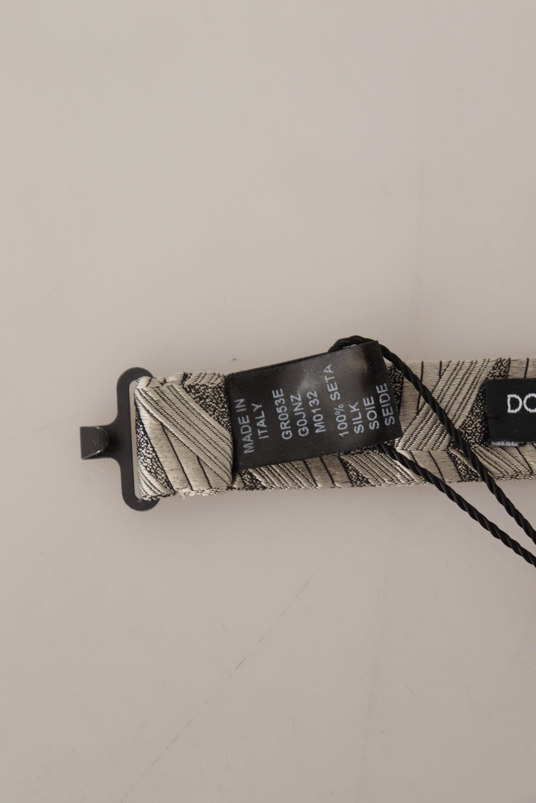 Dolce & Gabbana Gray 100% Silk Adjustable Neck Papillon Bow Tie Dolce & Gabbana