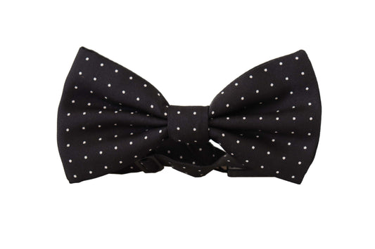 Dolce & Gabbana Black White Polka Dot 100% Silk Neck Papillon Tie Dolce & Gabbana