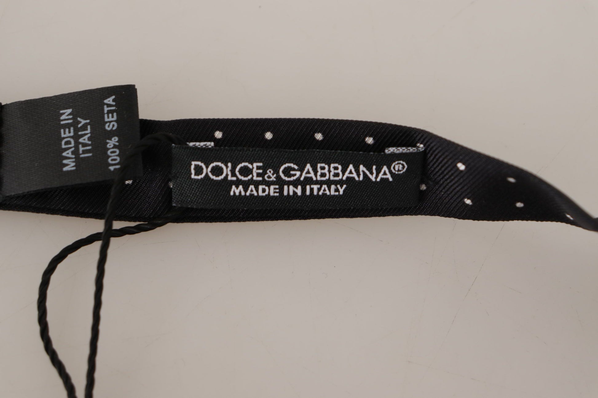 Dolce & Gabbana Black White Polka Dot 100% Silk Neck Papillon Tie Dolce & Gabbana