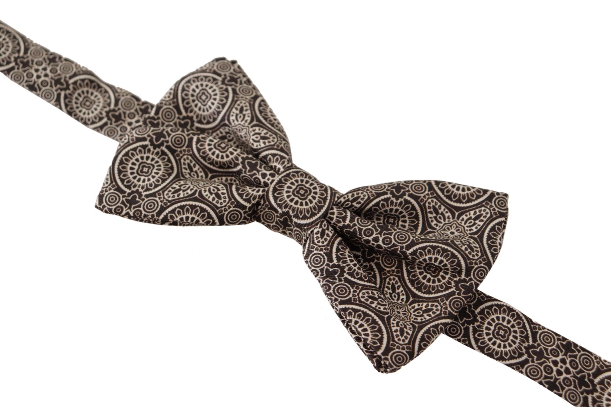 Dolce & Gabbana Black white 100% Silk Adjustable Neck Papillon Tie Dolce & Gabbana