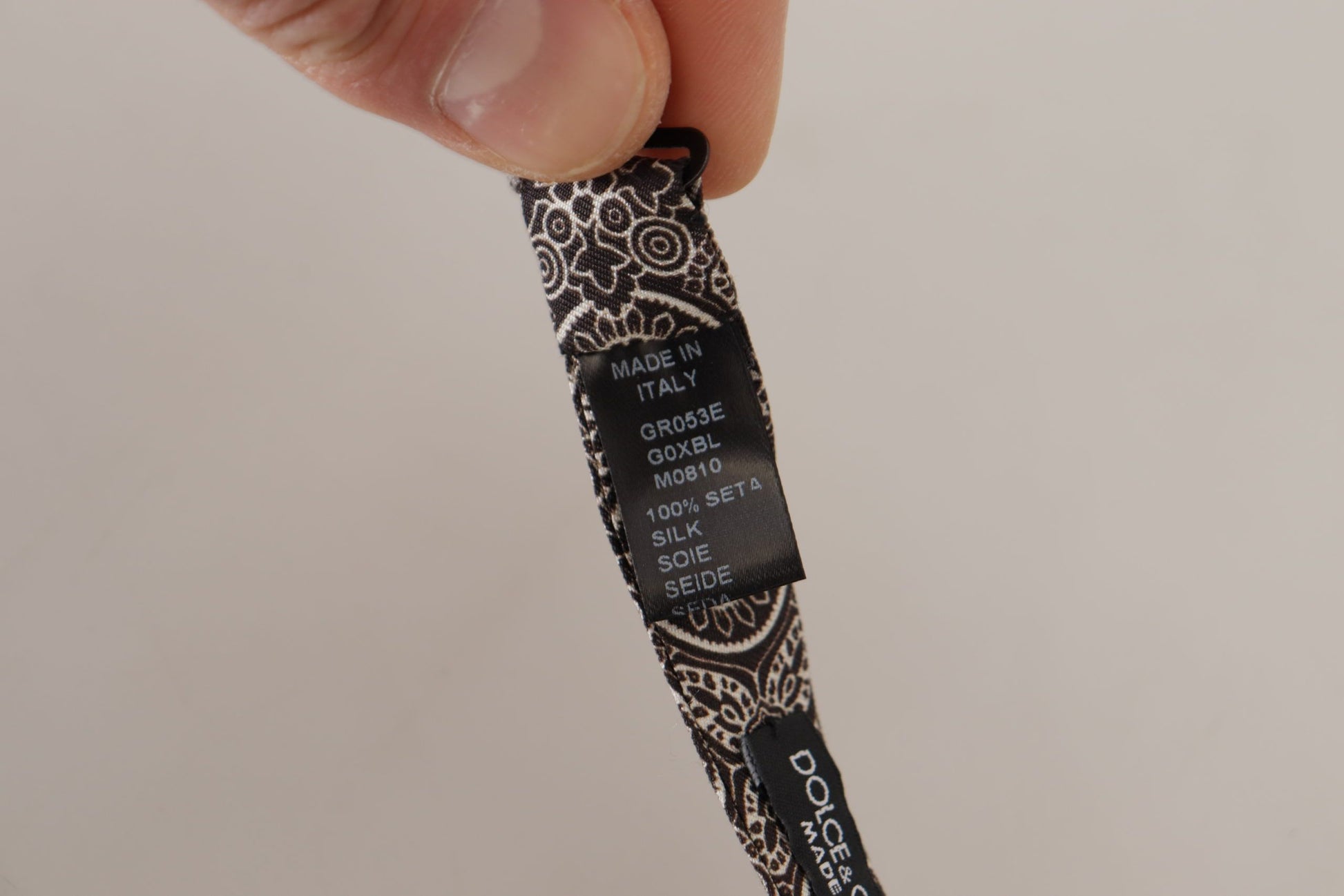 Dolce & Gabbana Black white 100% Silk Adjustable Neck Papillon Tie Dolce & Gabbana