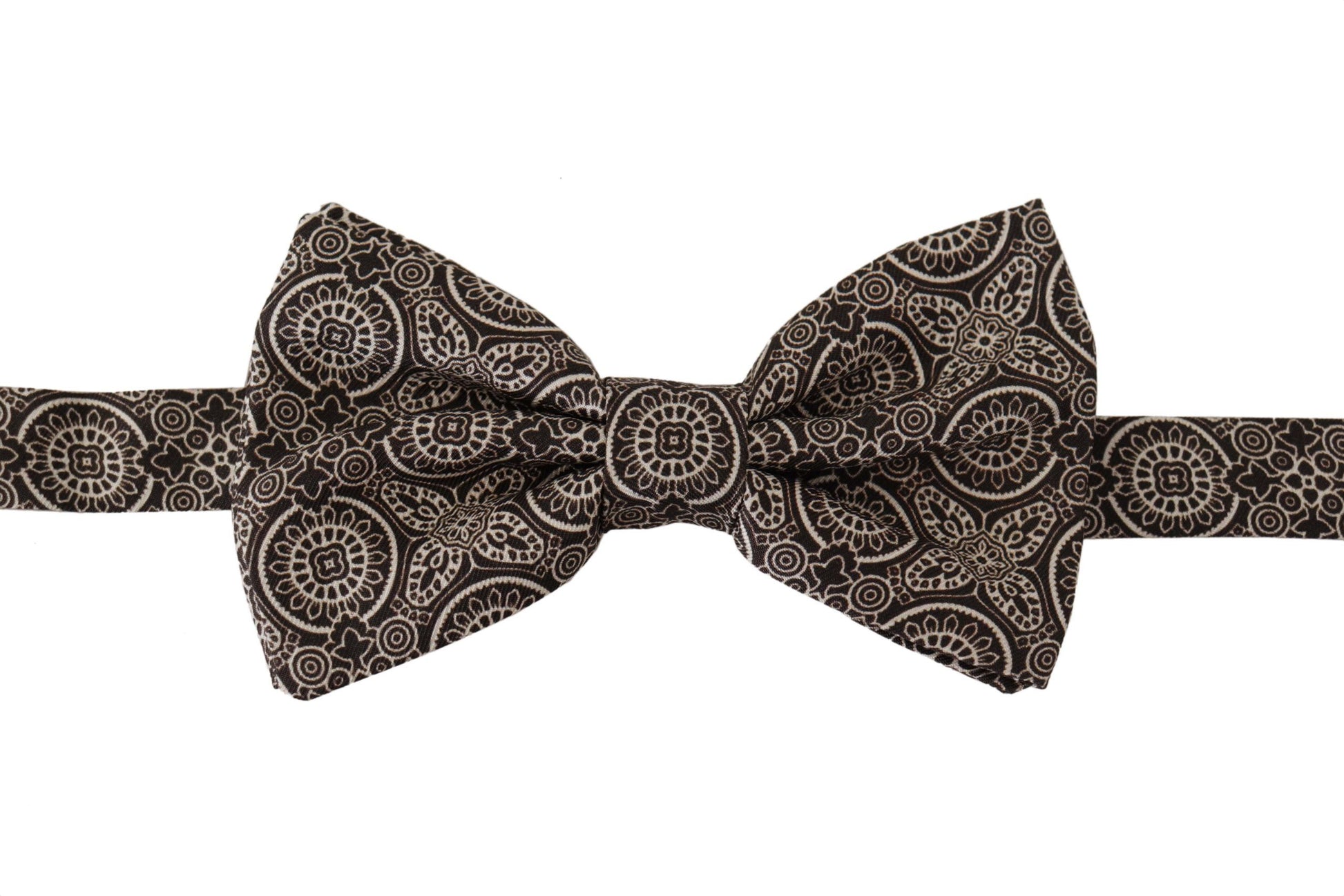 Dolce & Gabbana Black white 100% Silk Adjustable Neck Papillon Tie Dolce & Gabbana