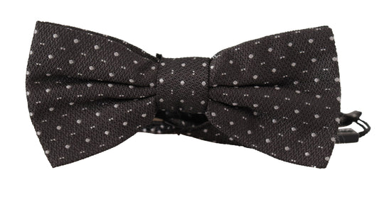 Dolce & Gabbana Gray Polka Dot 100% Silk Neck Papillon Tie Dolce & Gabbana