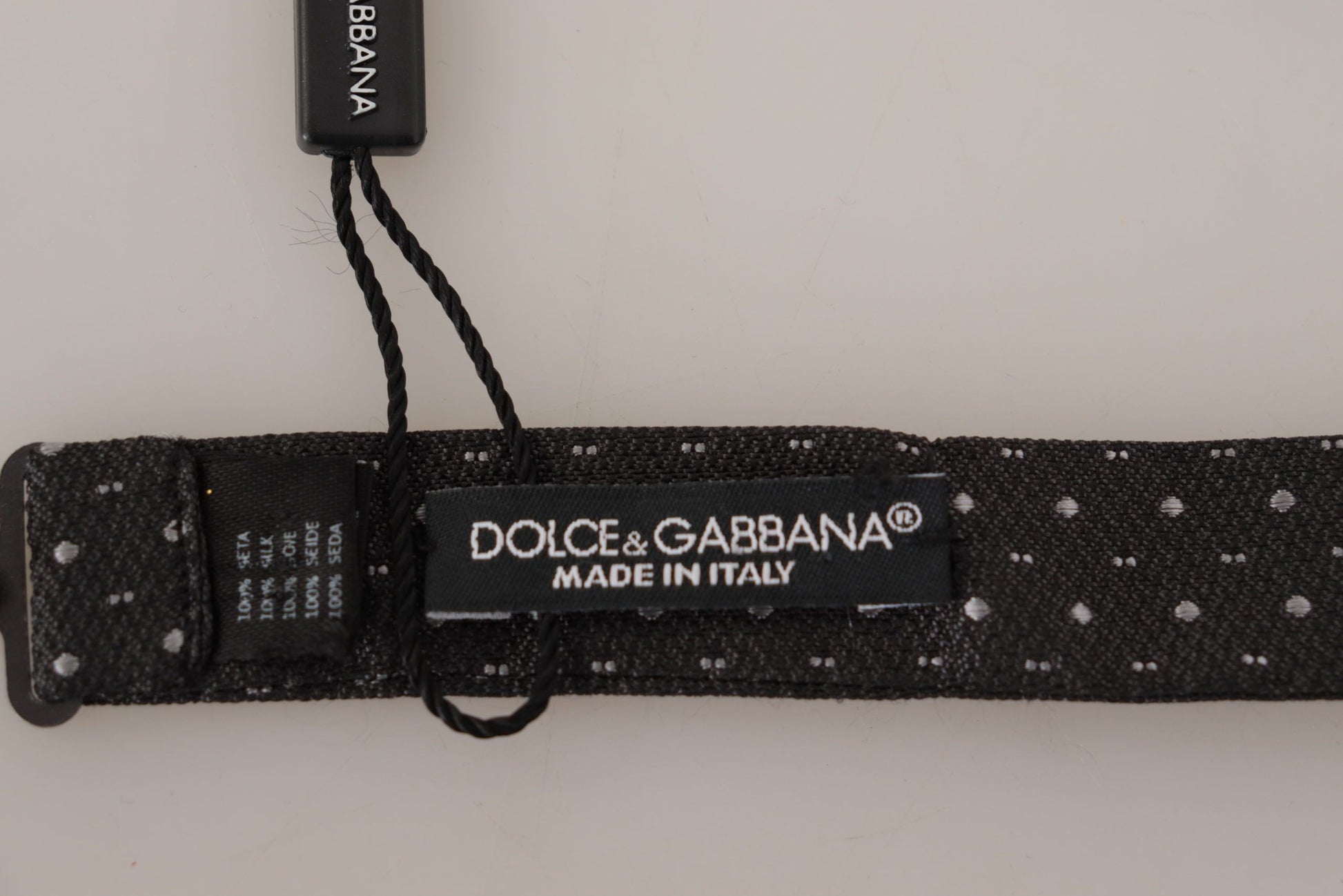 Dolce & Gabbana Gray Polka Dot 100% Silk Neck Papillon Tie Dolce & Gabbana