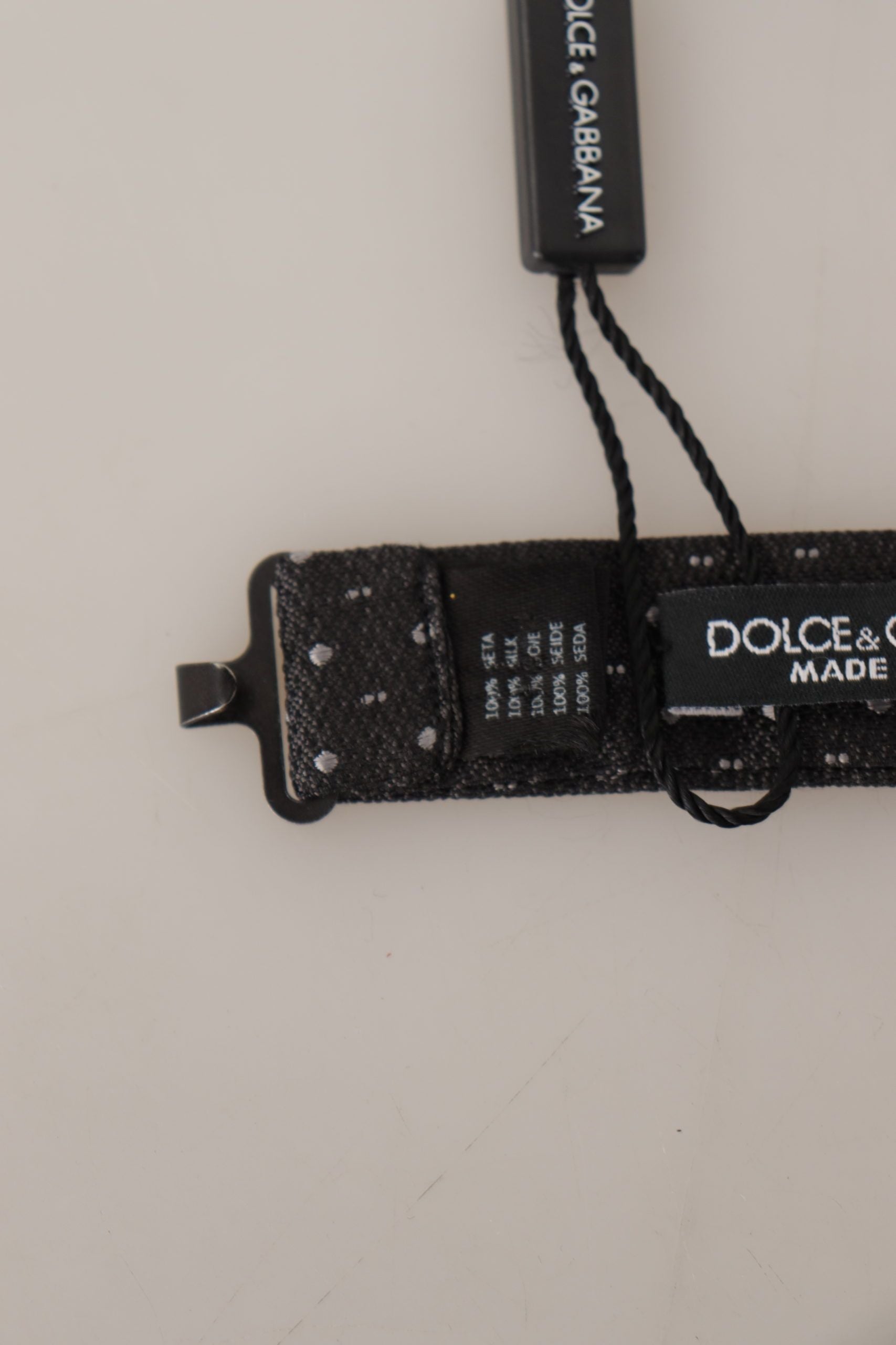 Dolce & Gabbana Gray Polka Dot 100% Silk Neck Papillon Tie Dolce & Gabbana