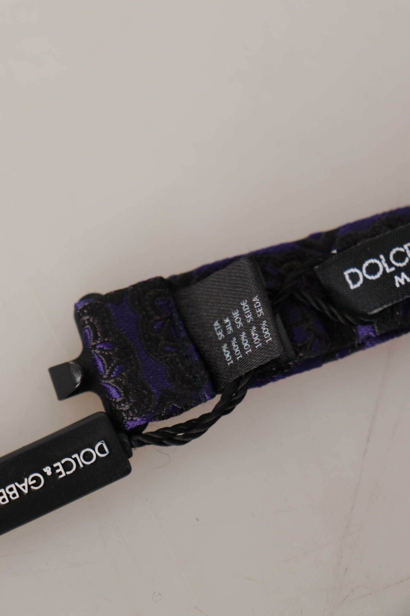 Dolce & Gabbana Blue Geometric Silk Adjustable Neck Papillon Tie Dolce & Gabbana