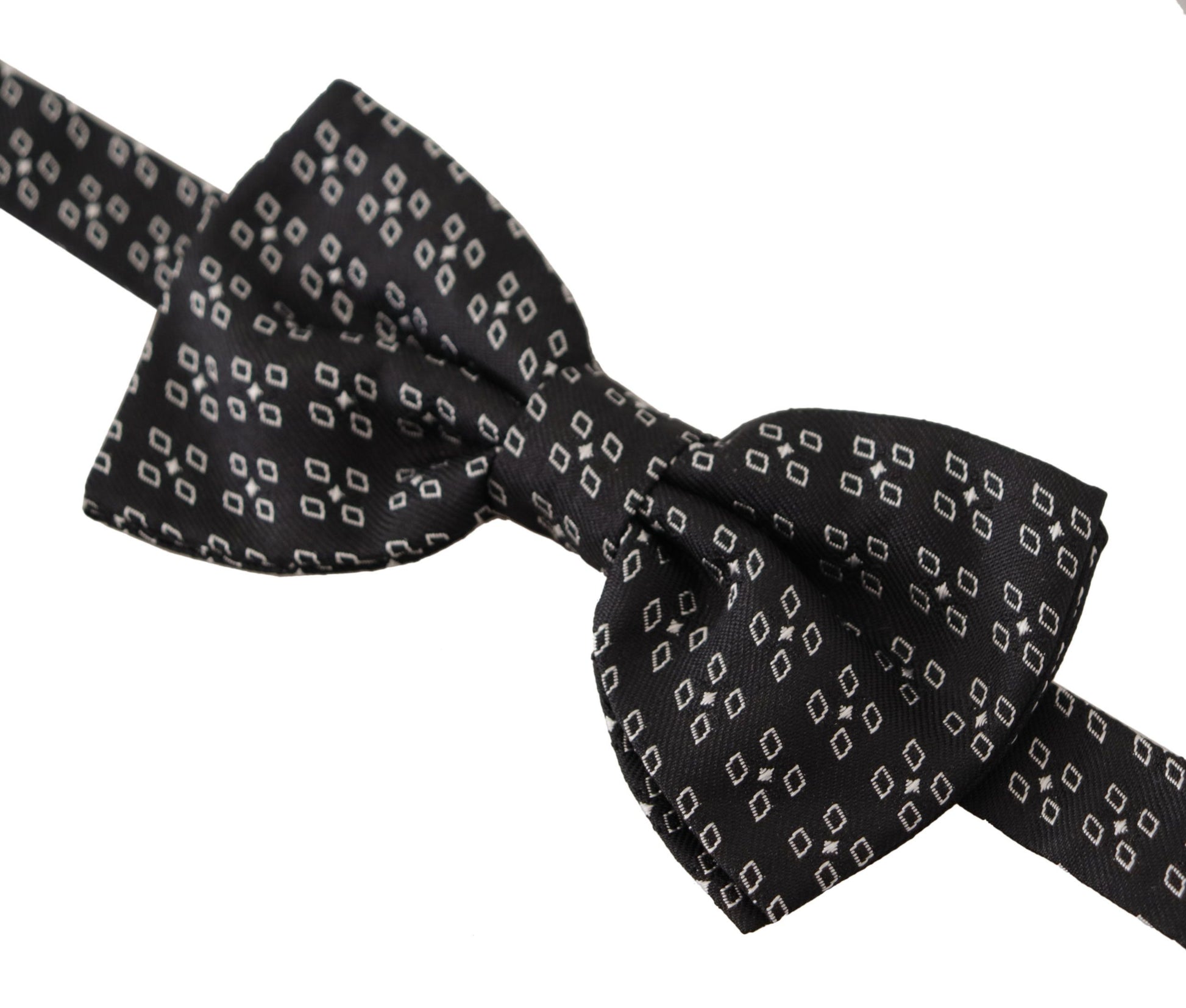 Dolce & Gabbana Black White Polka Dot 100% Silk Neck Papillon Tie Dolce & Gabbana