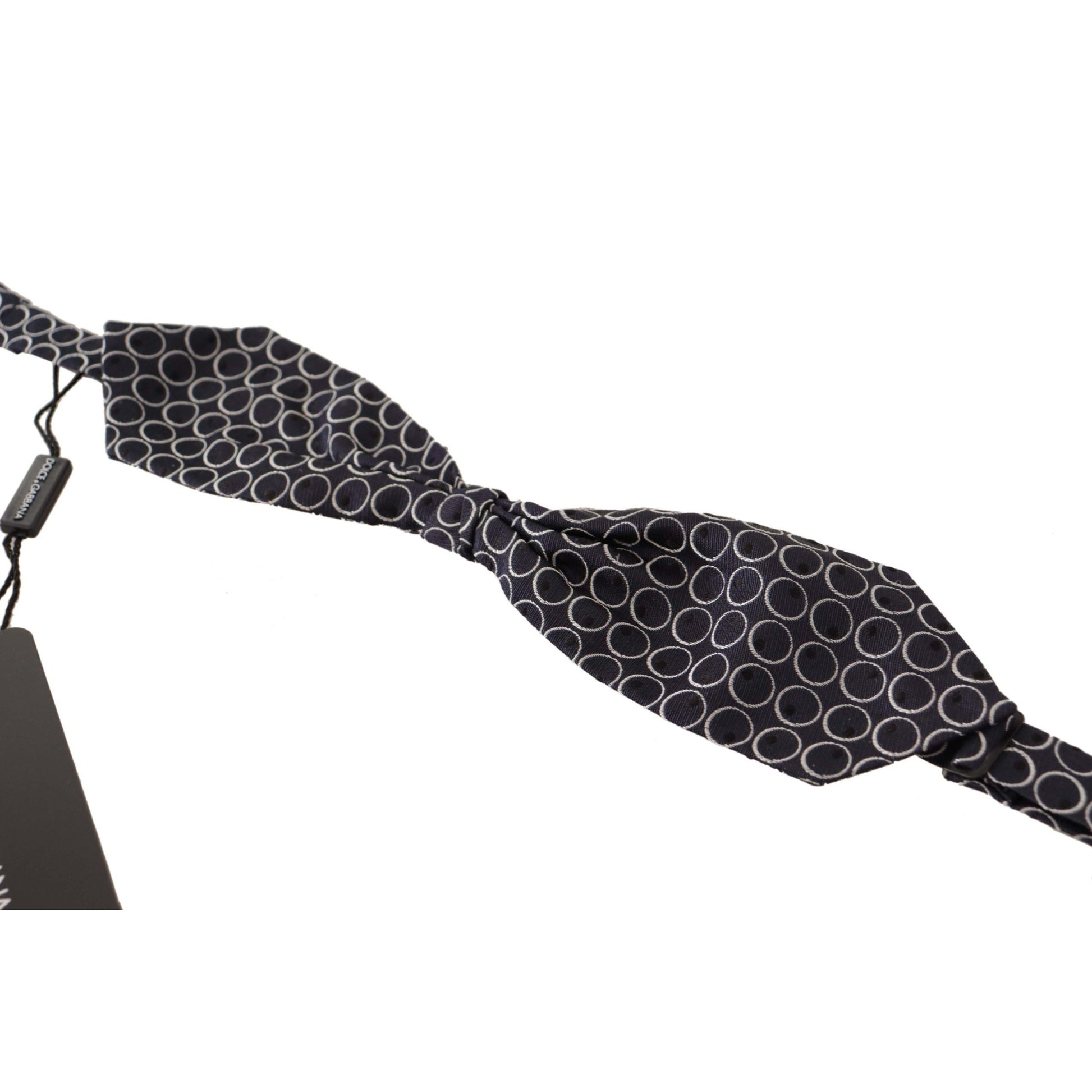 Dolce & Gabbana Black White Round 100% Silk Neck Papillon Tie Dolce & Gabbana