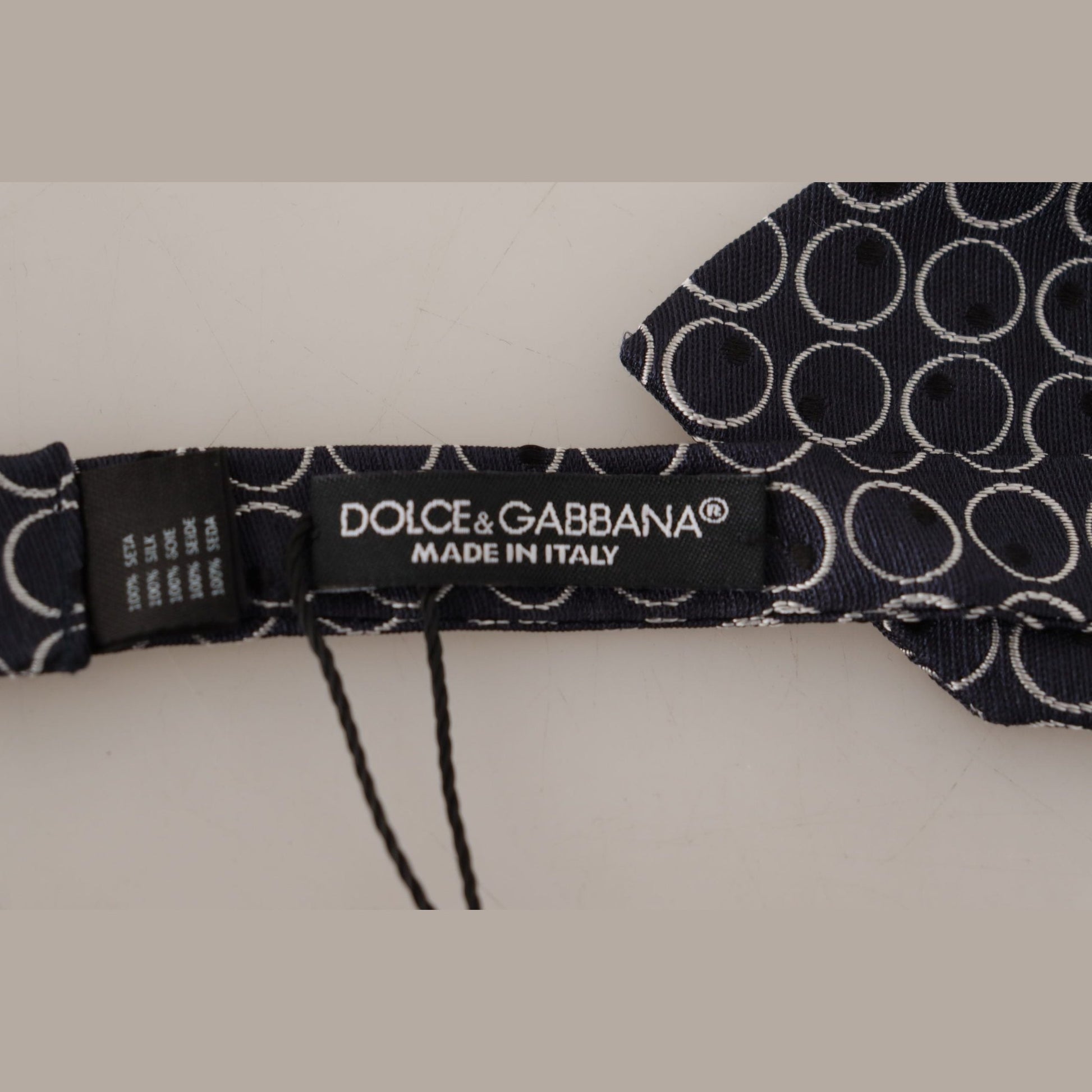 Dolce & Gabbana Black White Round 100% Silk Neck Papillon Tie Dolce & Gabbana