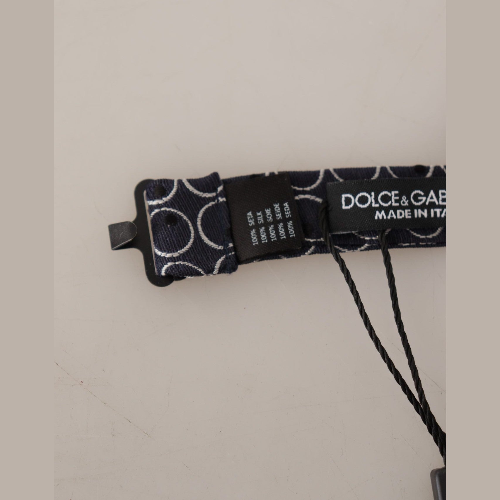 Dolce & Gabbana Black White Round 100% Silk Neck Papillon Tie Dolce & Gabbana