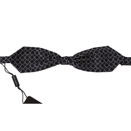 Dolce & Gabbana Black White Round 100% Silk Neck Papillon Tie Dolce & Gabbana
