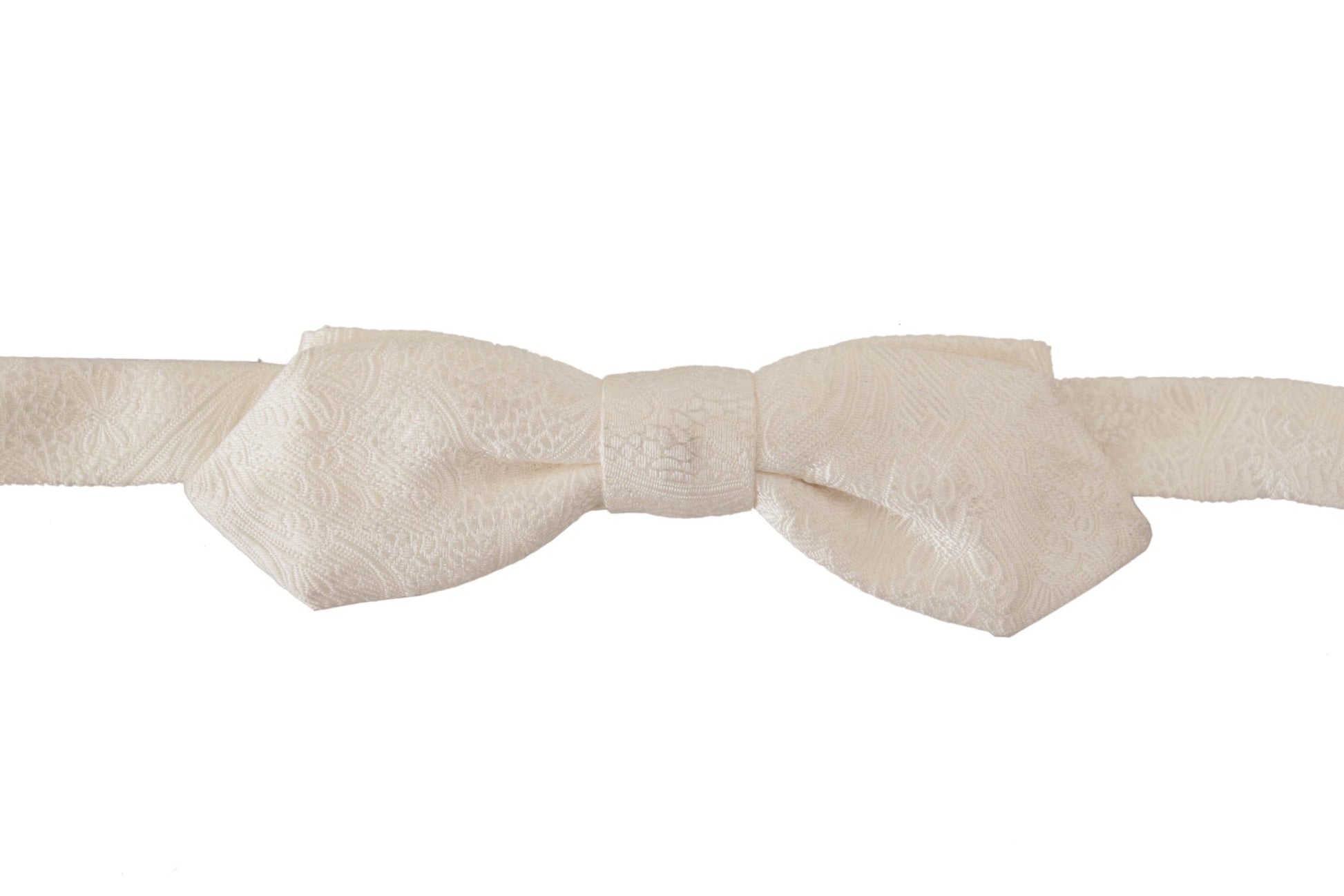 Dolce & Gabbana White 100% Silk Slim Adjustable Neck Papillon Tie Dolce & Gabbana