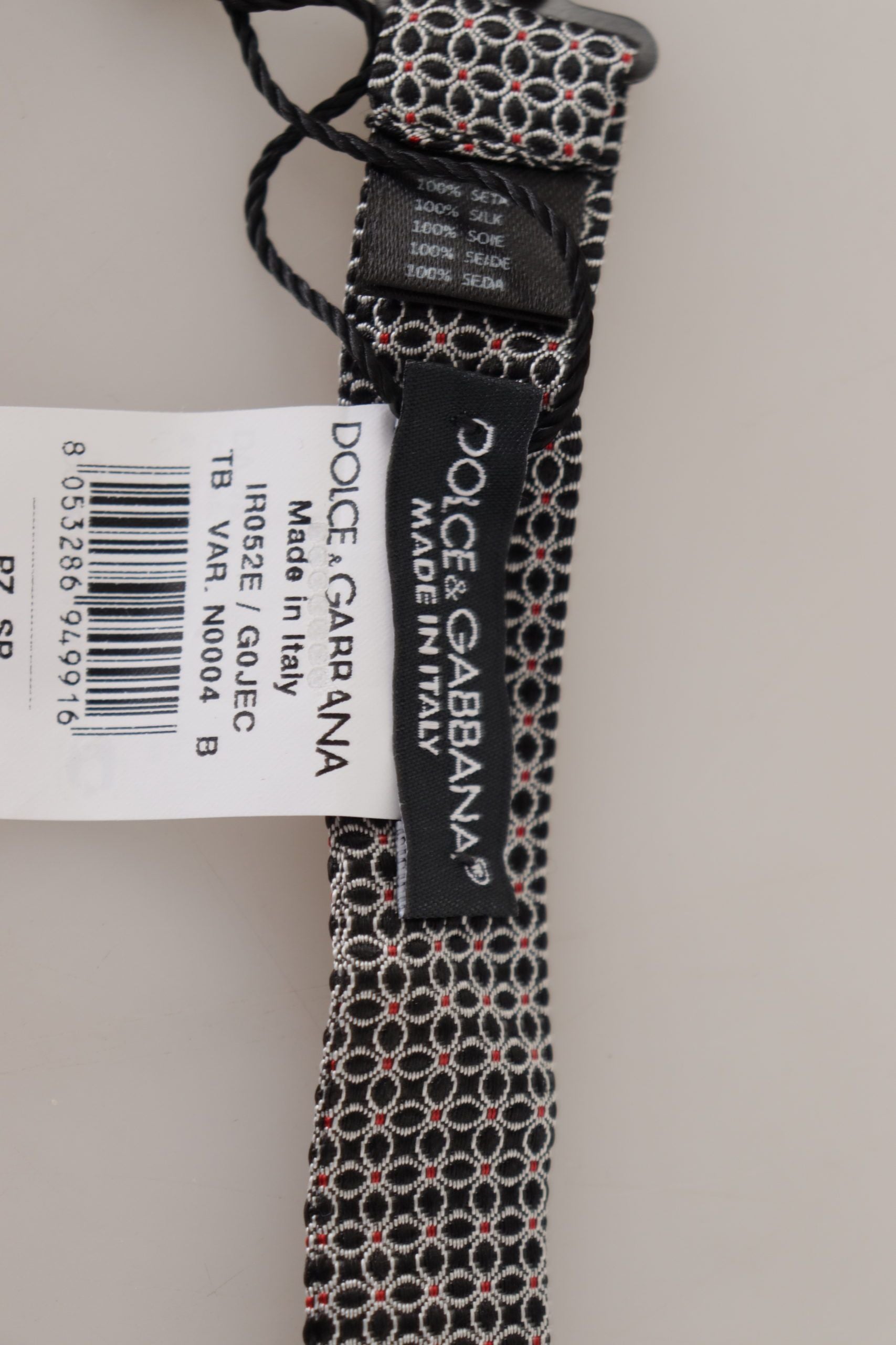 Dolce & Gabbana Black White Flower Pattern Silk Neck Papillon Tie Dolce & Gabbana