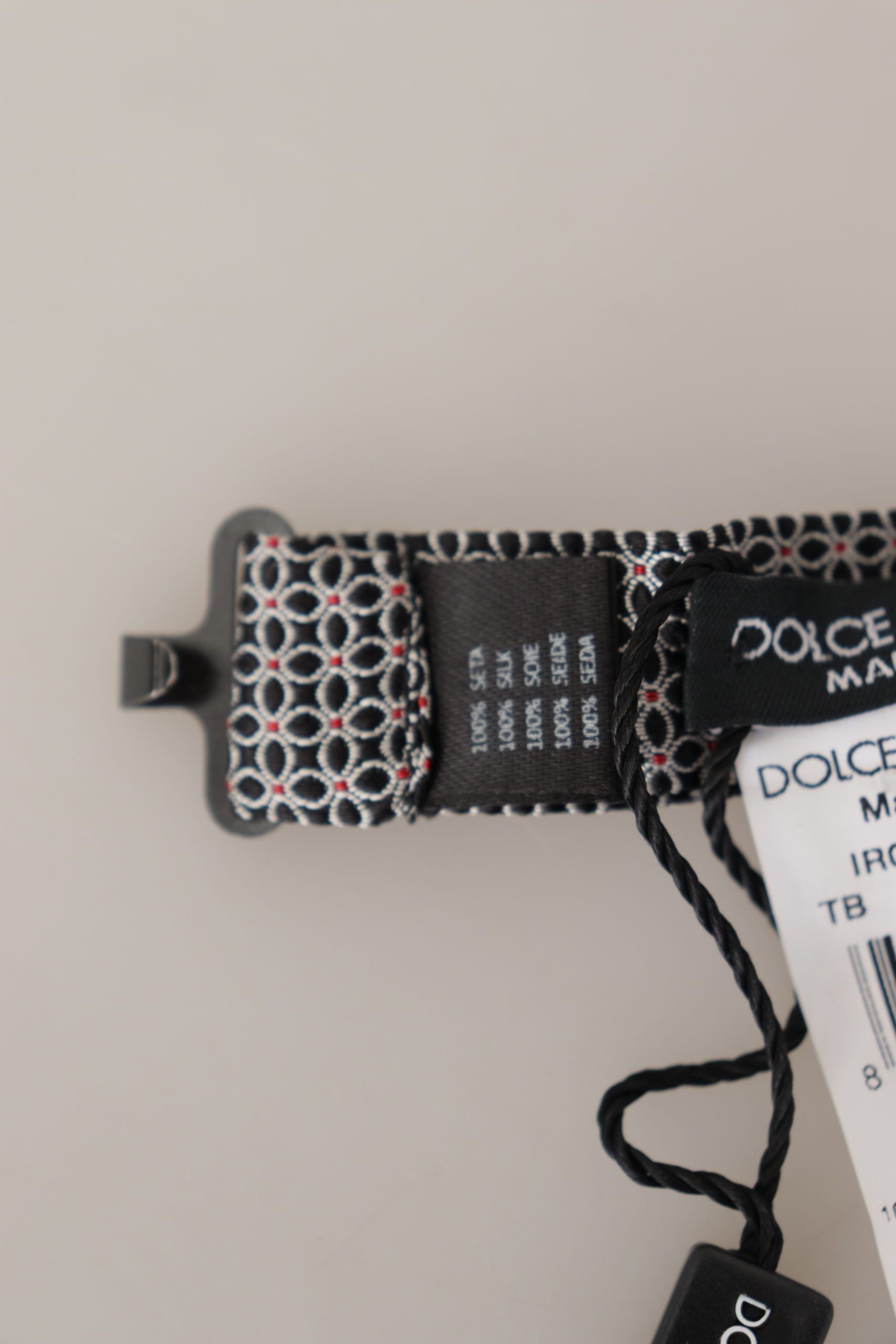 Dolce & Gabbana Black White Flower Pattern Silk Neck Papillon Tie Dolce & Gabbana