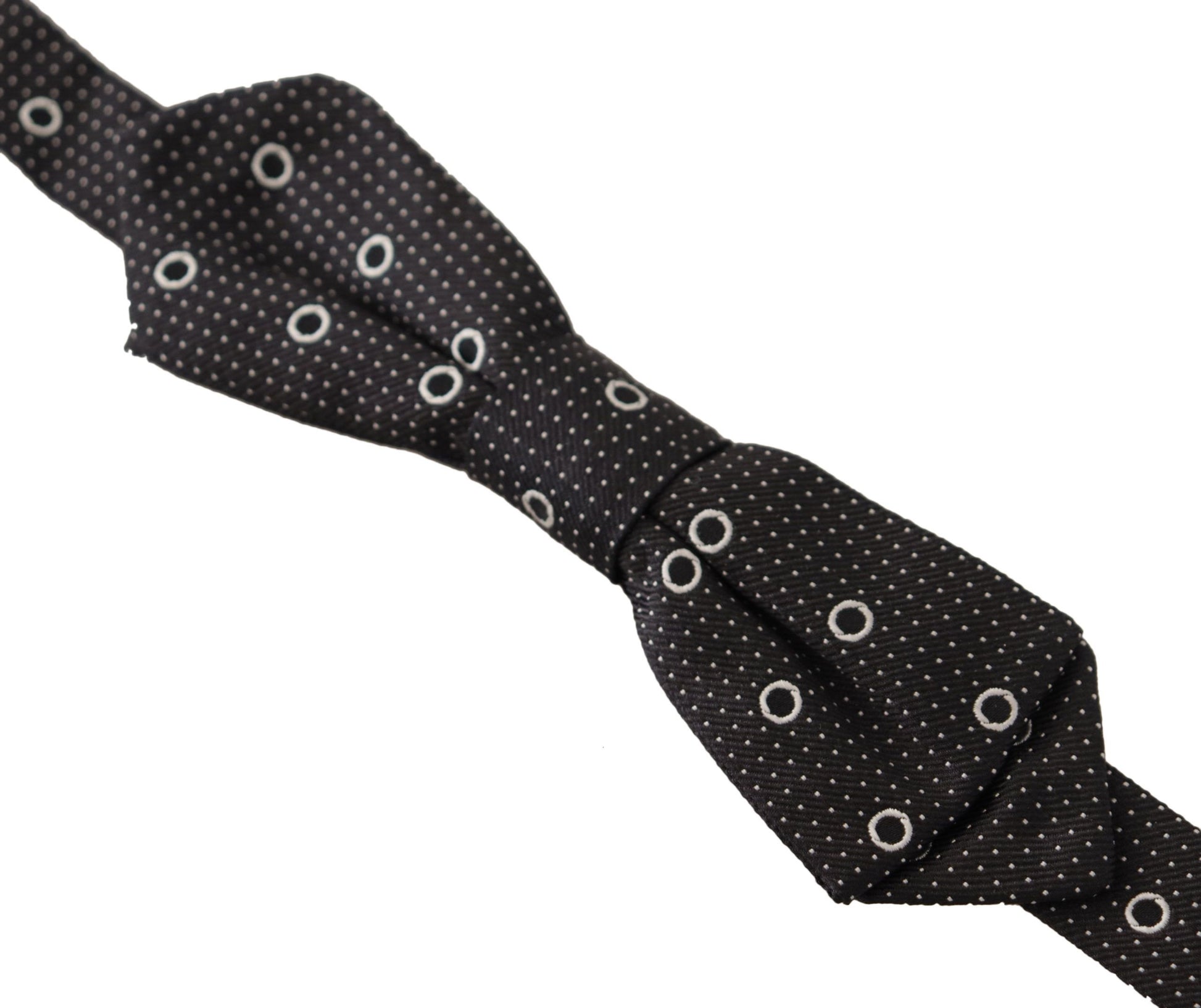 Dolce & Gabbana Black White Polka Dot 100% Silk Neck Papillon Tie Dolce & Gabbana