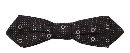 Dolce & Gabbana Black White Polka Dot 100% Silk Neck Papillon Tie Dolce & Gabbana