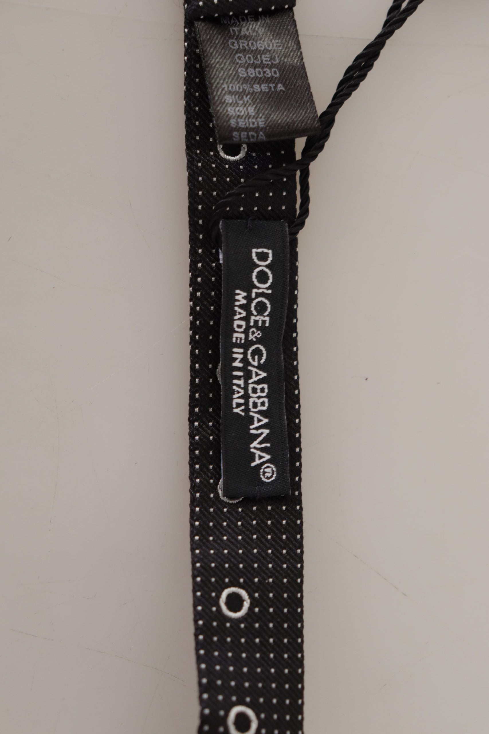 Dolce & Gabbana Black White Polka Dot 100% Silk Neck Papillon Tie Dolce & Gabbana