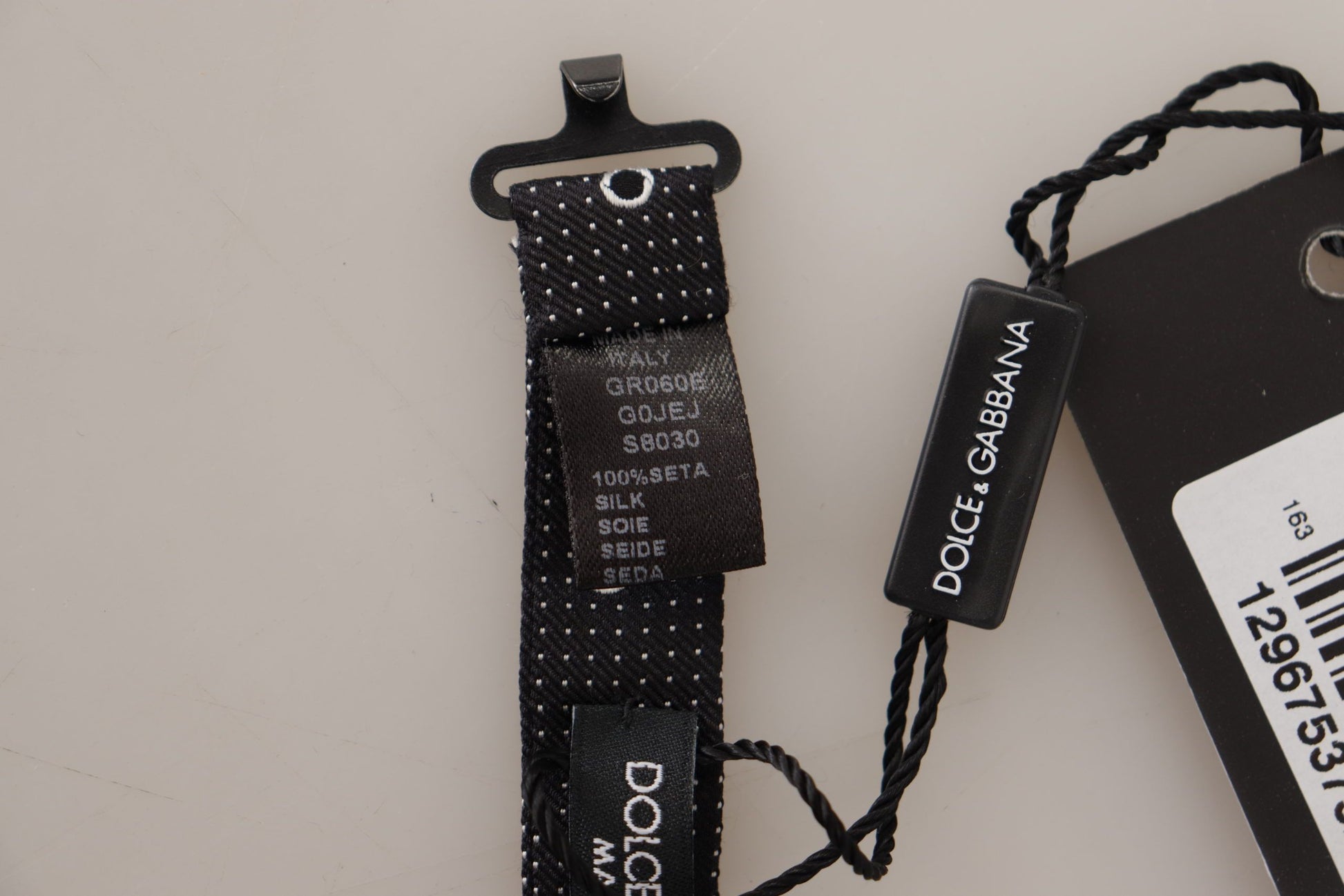 Dolce & Gabbana Black White Polka Dot 100% Silk Neck Papillon Tie Dolce & Gabbana