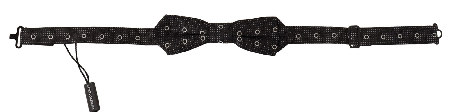 Dolce & Gabbana Black White Polka Dot 100% Silk Neck Papillon Tie Dolce & Gabbana