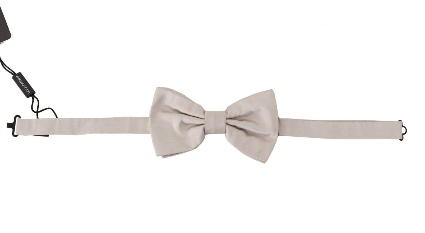 Dolce & Gabbana Gray 100% Silk Adjustable Neck Papillon Tie Dolce & Gabbana