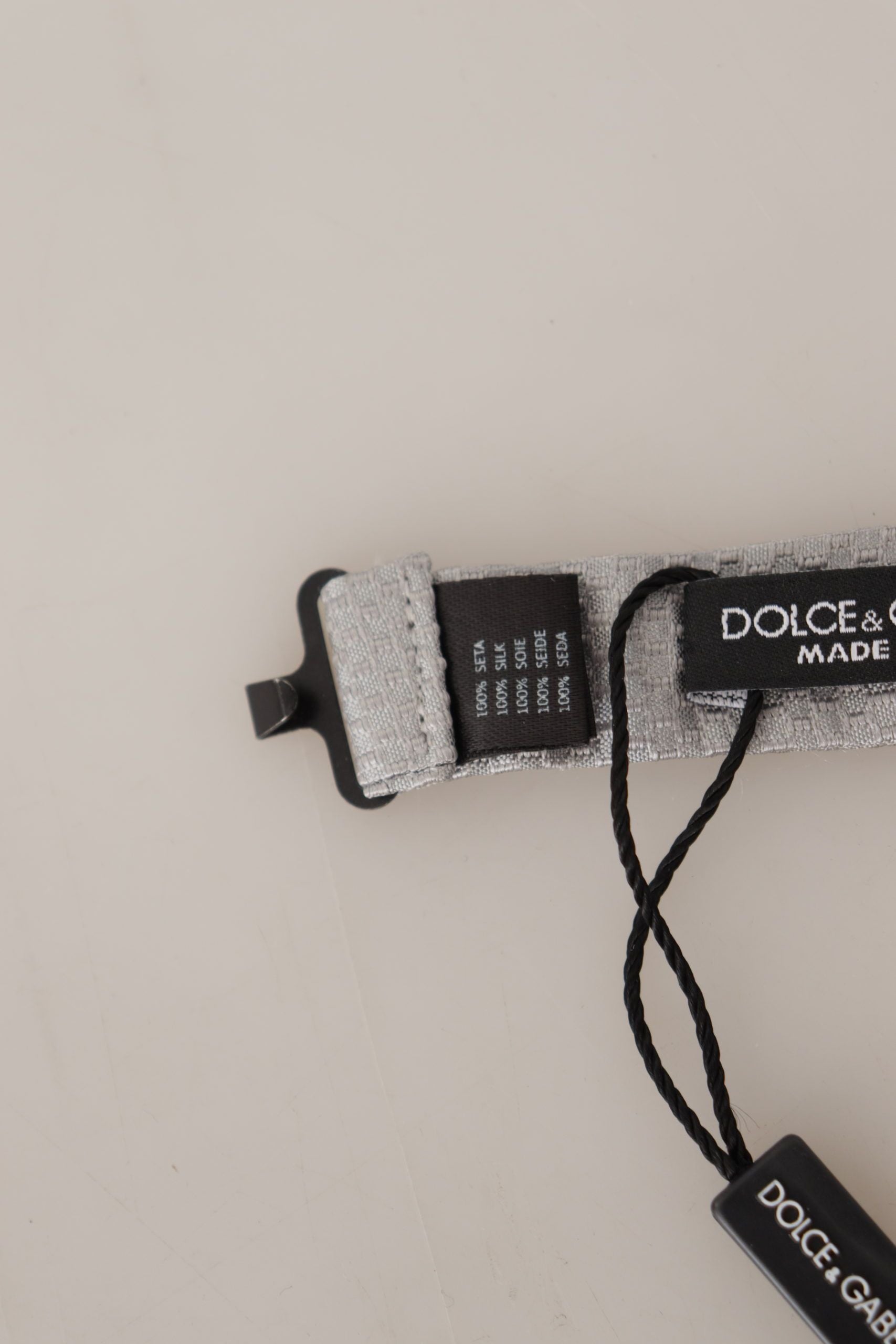 Dolce & Gabbana Gray 100% Silk Adjustable Neck Papillon Tie Dolce & Gabbana