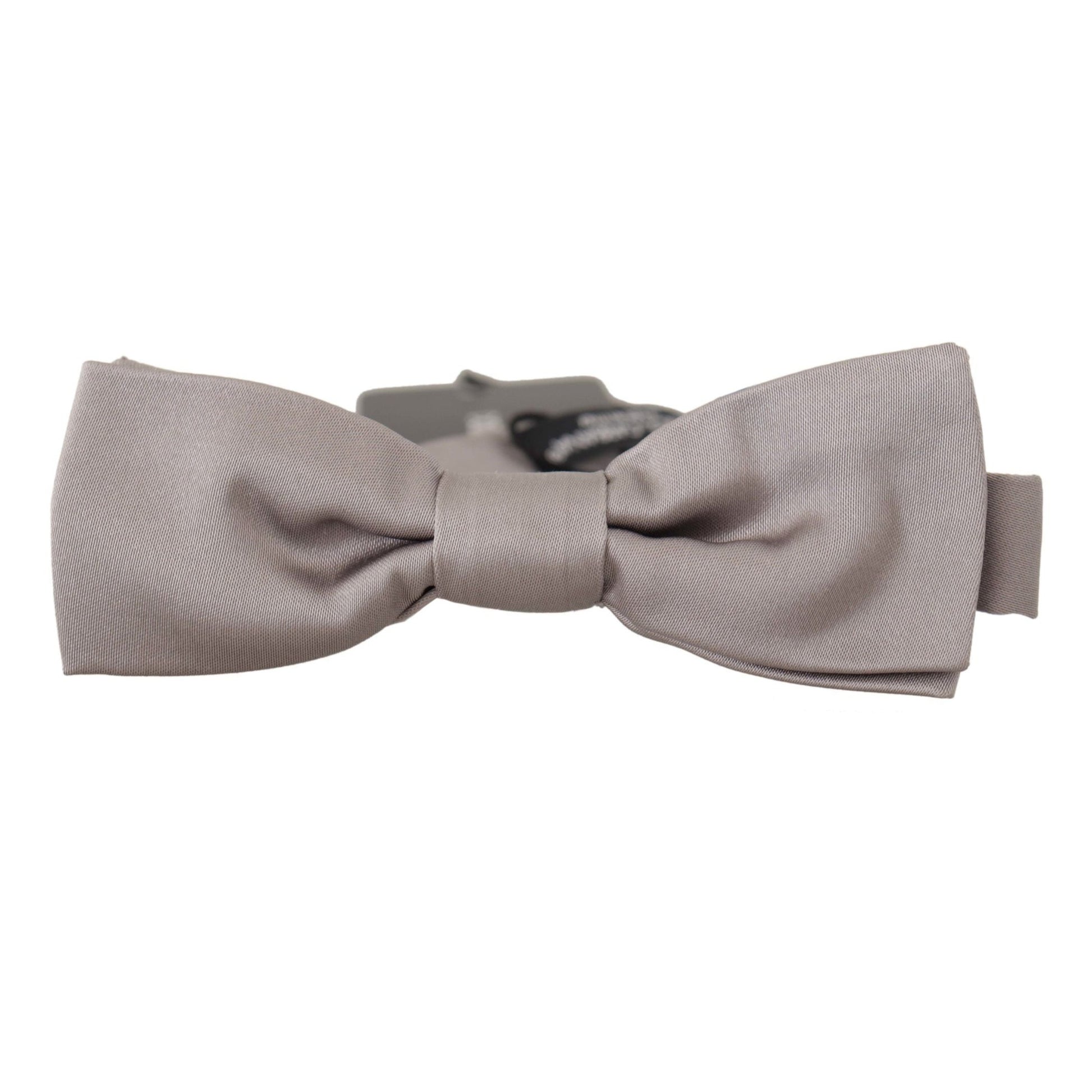 Dolce & Gabbana Silver 100% Silk Slim Adjustable Neck Papillon Tie