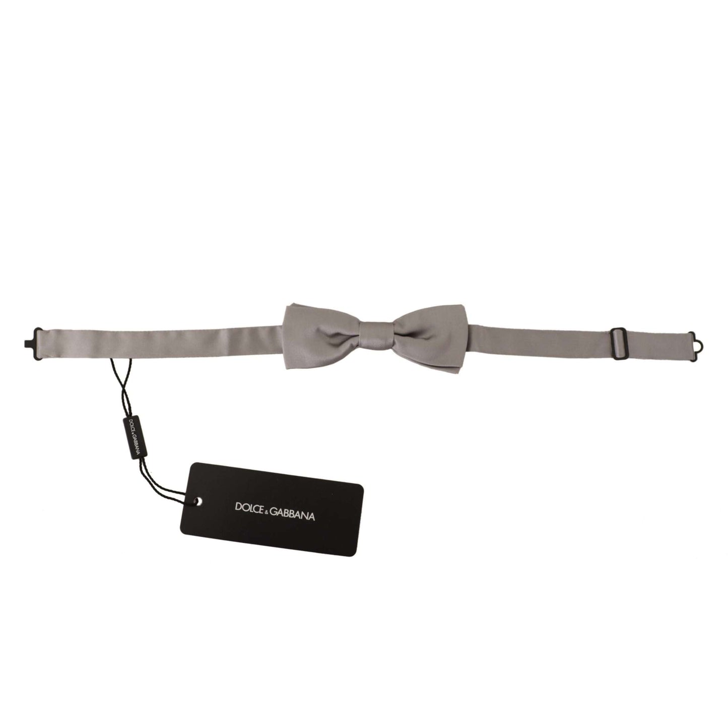 Dolce & Gabbana Silver 100% Silk Slim Adjustable Neck Papillon Tie