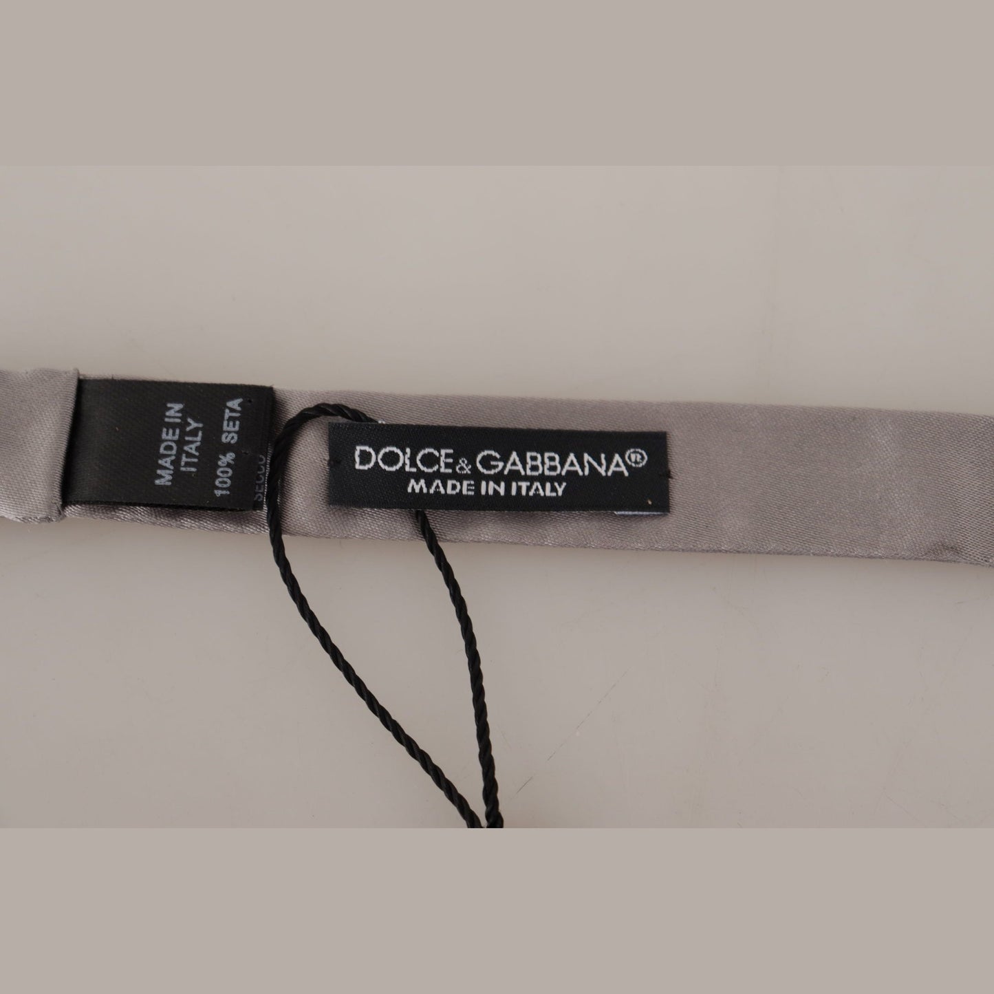 Dolce & Gabbana Silver 100% Silk Slim Adjustable Neck Papillon Tie
