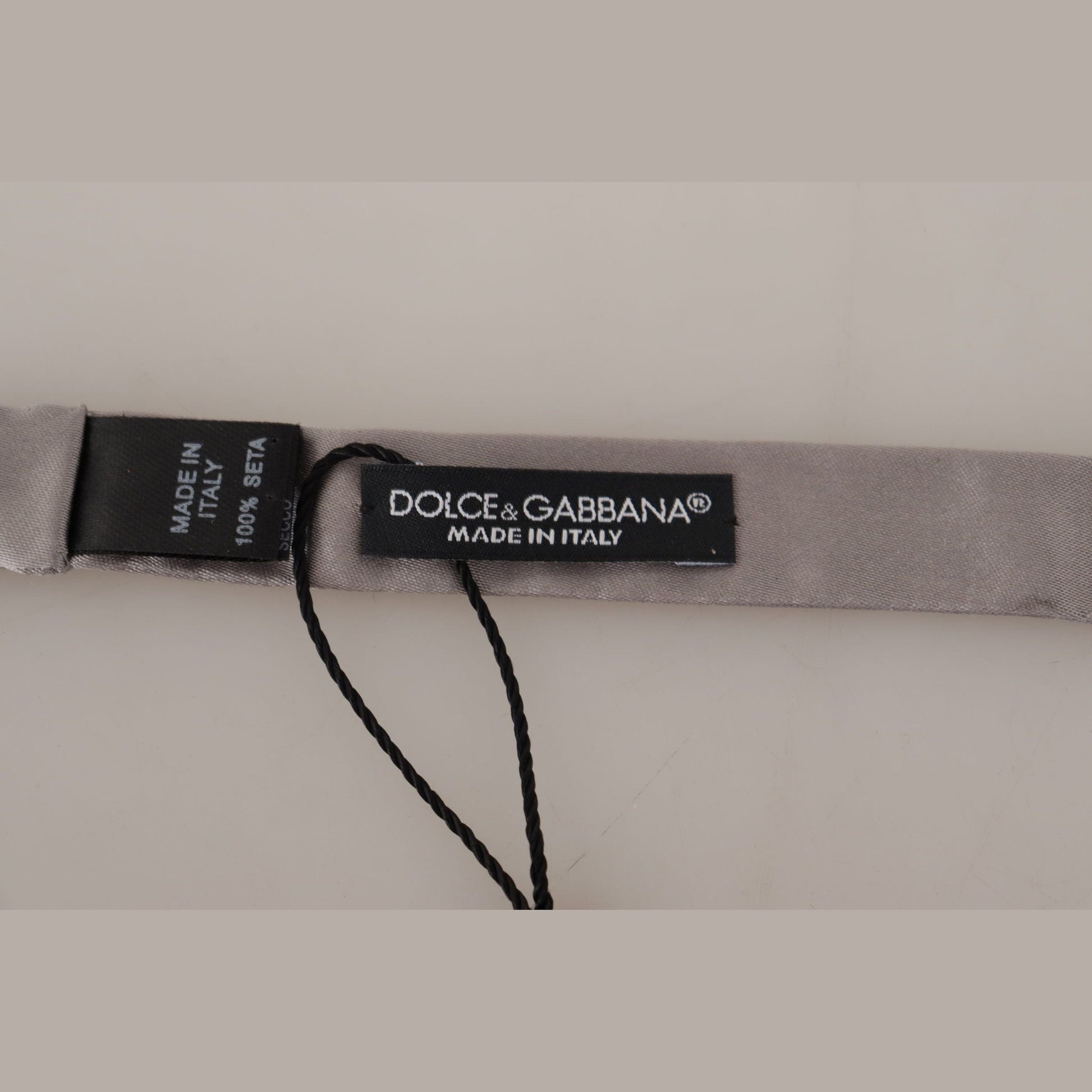 Dolce & Gabbana Silver 100% Silk Slim Adjustable Neck Papillon Tie