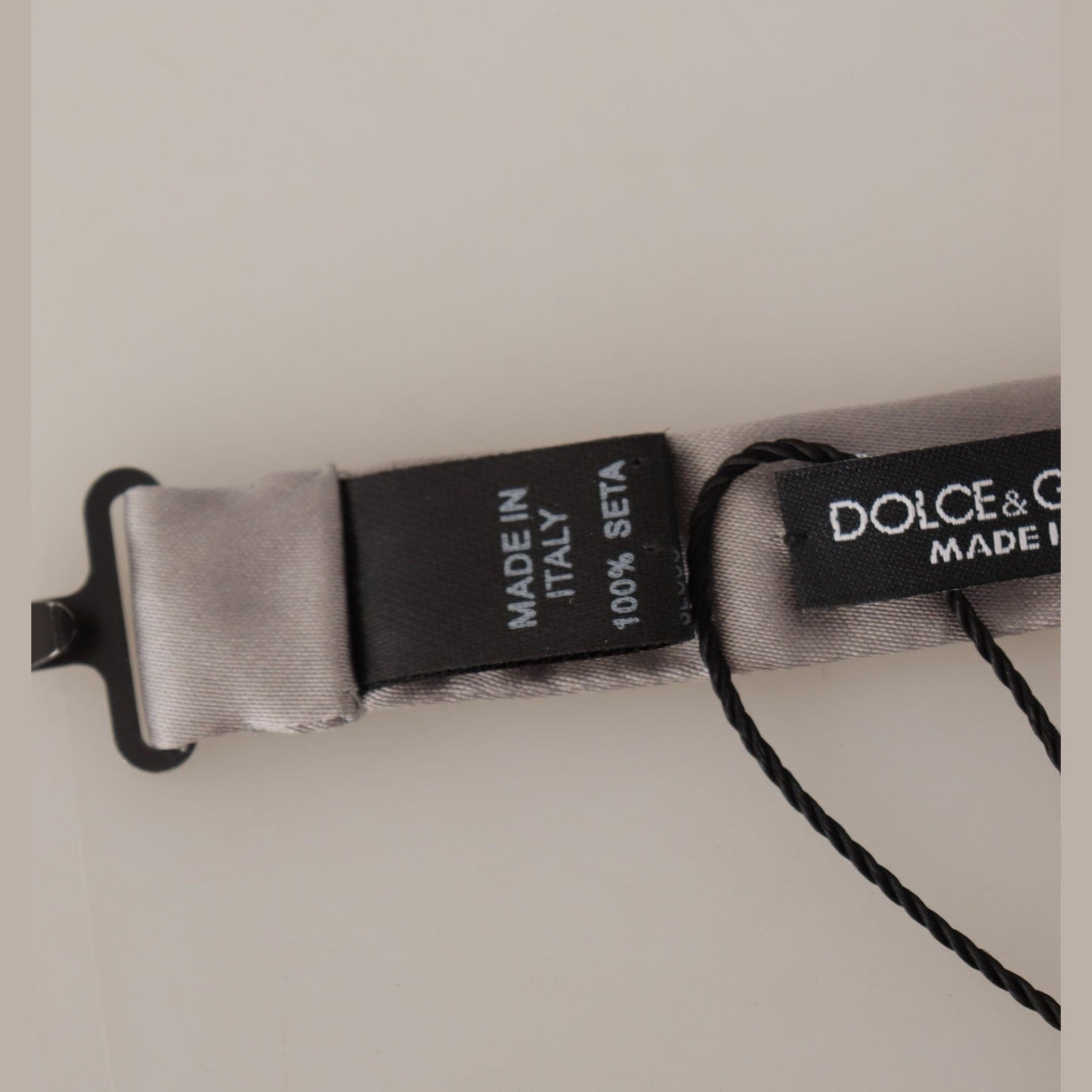 Dolce & Gabbana Silver 100% Silk Slim Adjustable Neck Papillon Tie