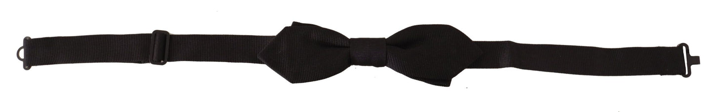 Dolce & Gabbana Black Solid 100% Silk Adjustable Neck Papillon Tie Dolce & Gabbana