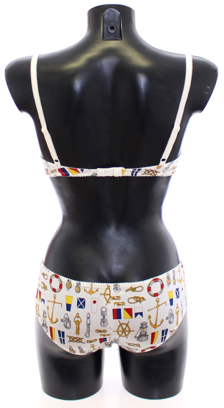Dolce & Gabbana White Sailor Bra Panty Stretch Underwear Dolce & Gabbana