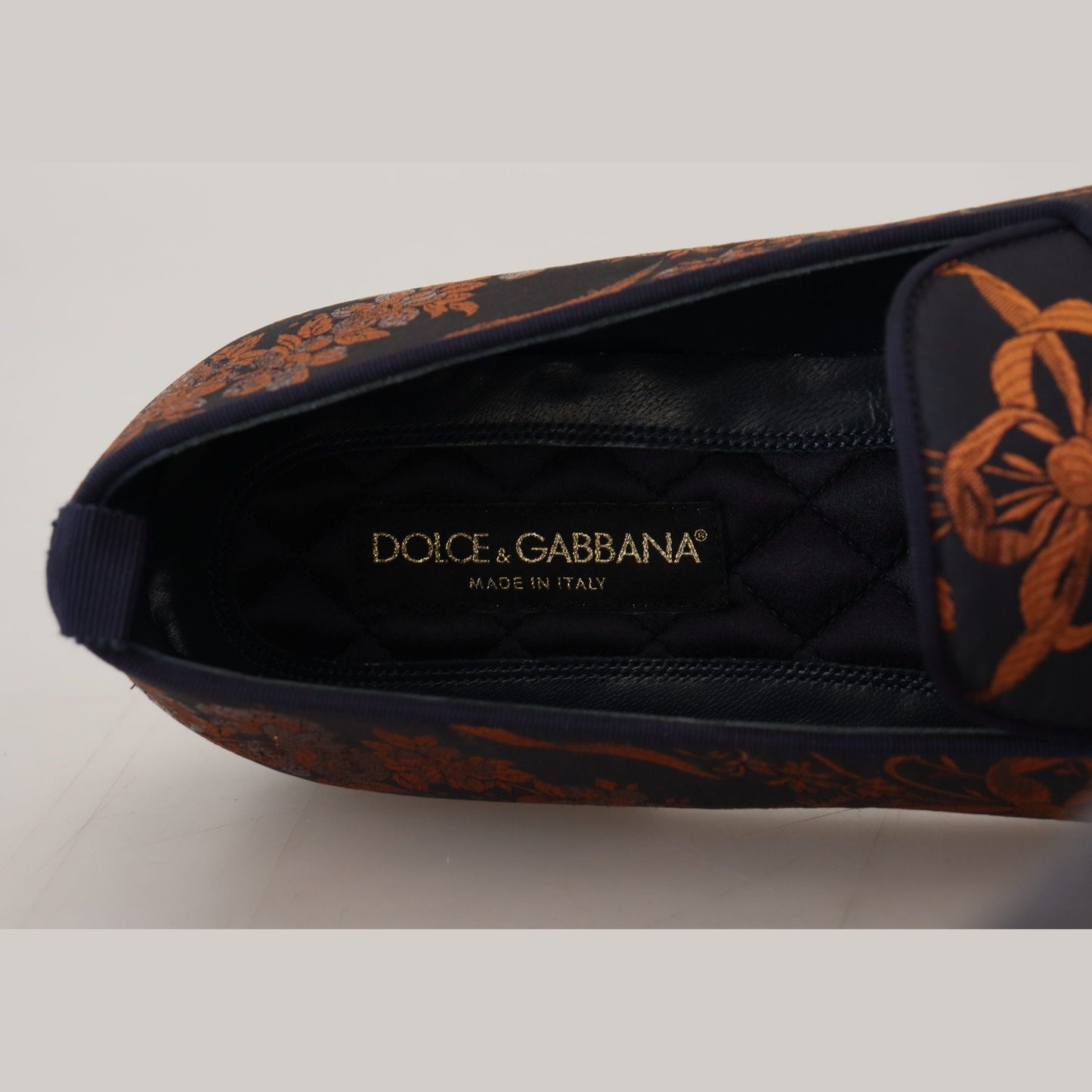 Dolce & Gabbana Blue Rust Floral Slippers Loafers Shoes