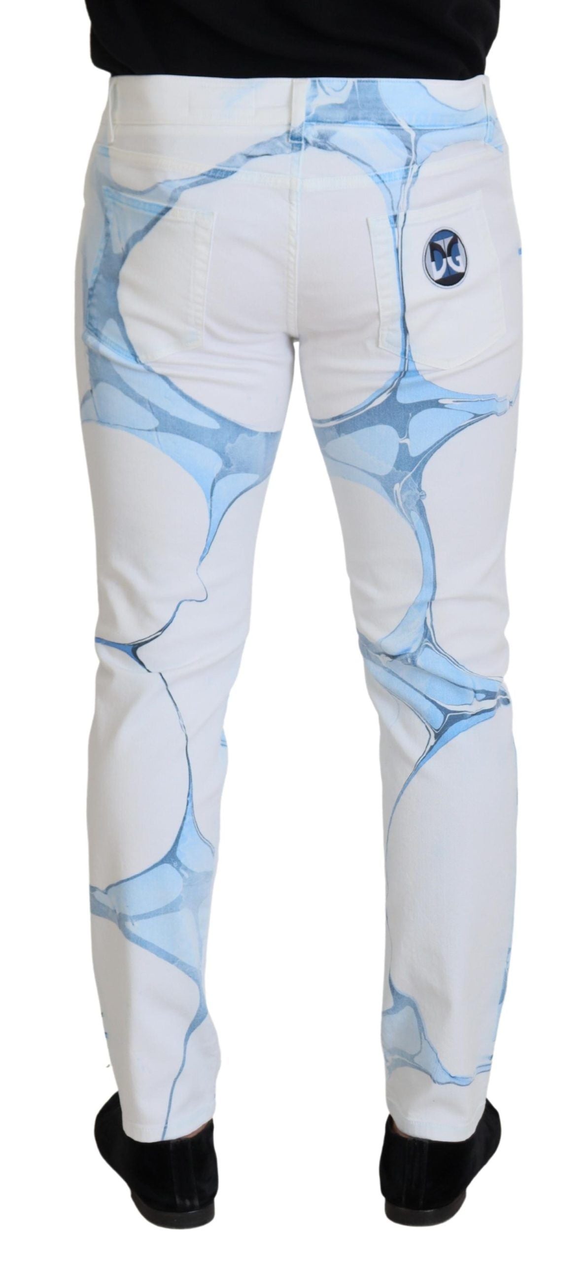 Dolce & Gabbana White Blue Denim Cotton Jeans Stretch Skinny Fit Pant Dolce & Gabbana