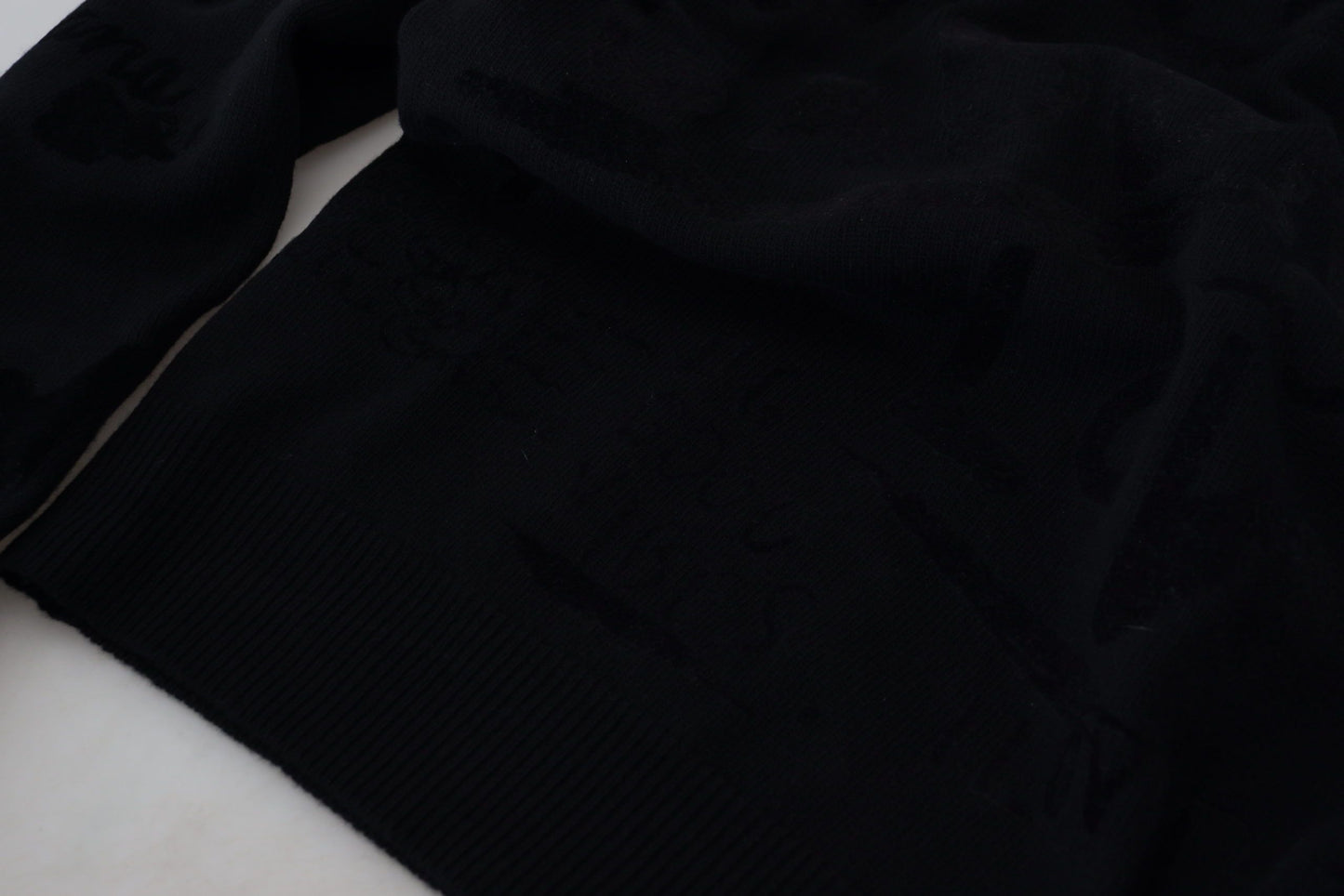 Dolce & Gabbana Black Wool Logo Pattern Crewneck Pullover Sweater Dolce & Gabbana