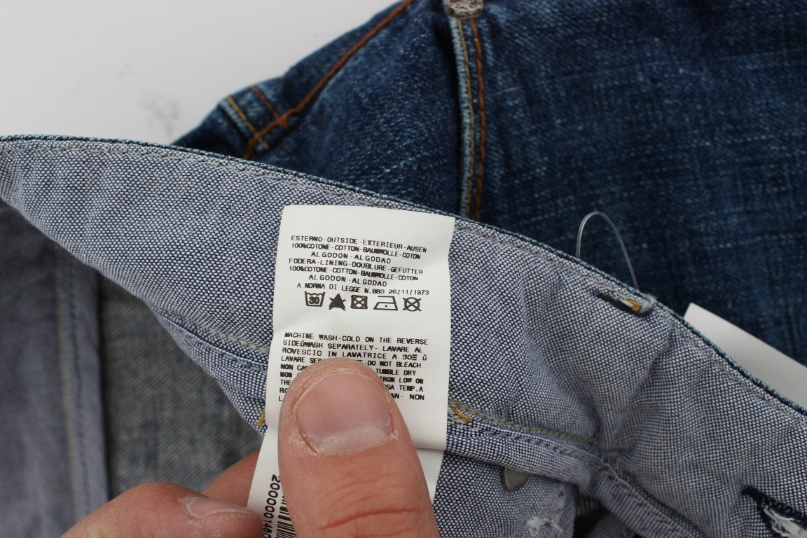Acht Blue Wash Cotton Baggy Loose Fit Jeans Acht
