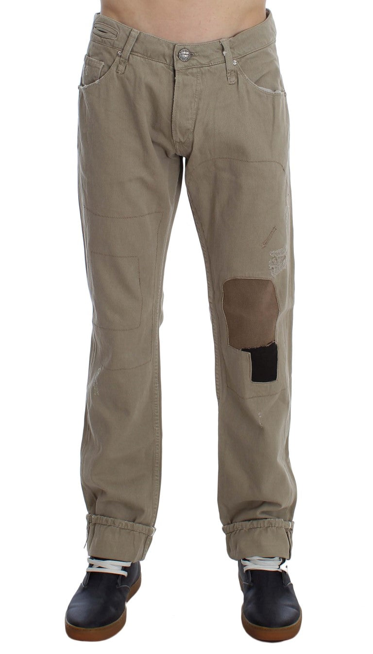 Acht Beige Cotton Patchwork Jeans Acht