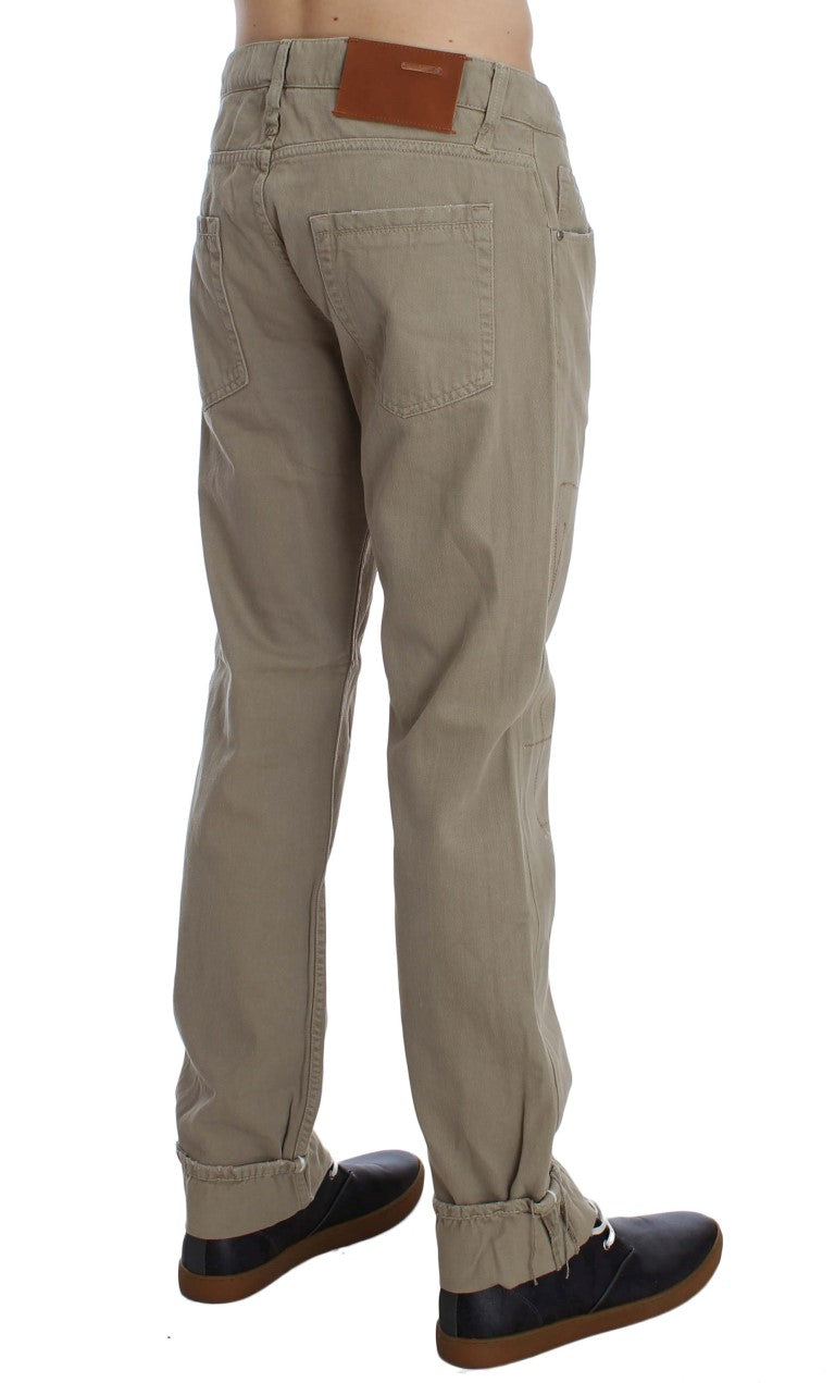Acht Beige Cotton Patchwork Jeans Acht