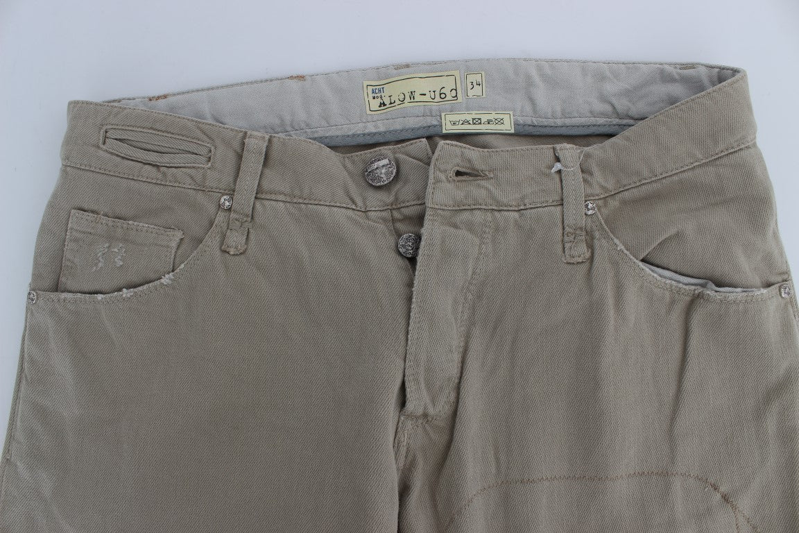 Acht Beige Cotton Patchwork Jeans Acht