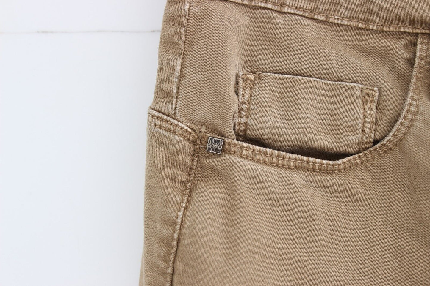 Costume National Beige Straight Leg Denim Pants Stretch Jeans Costume National
