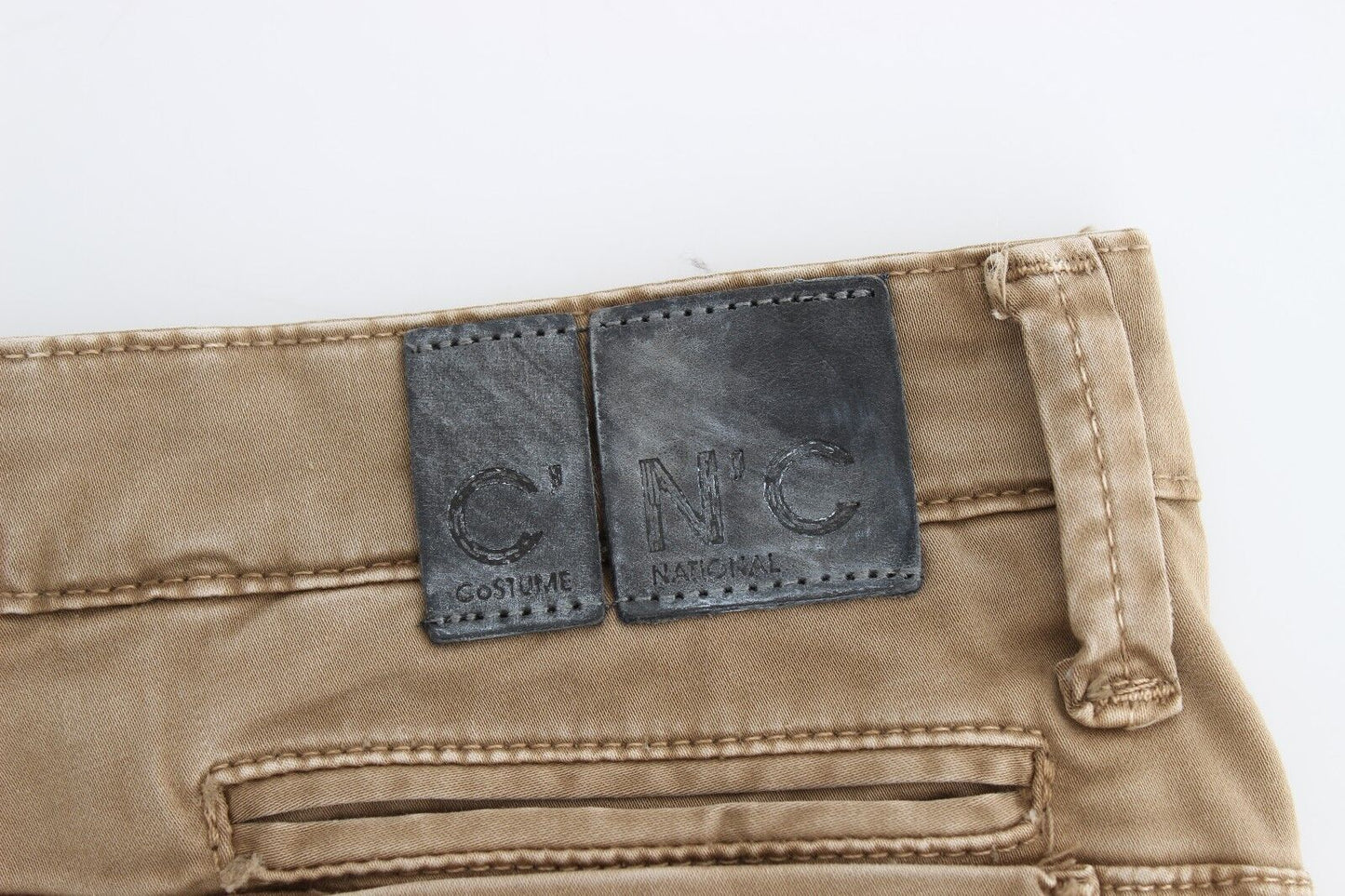 Costume National Beige Straight Leg Denim Pants Stretch Jeans Costume National