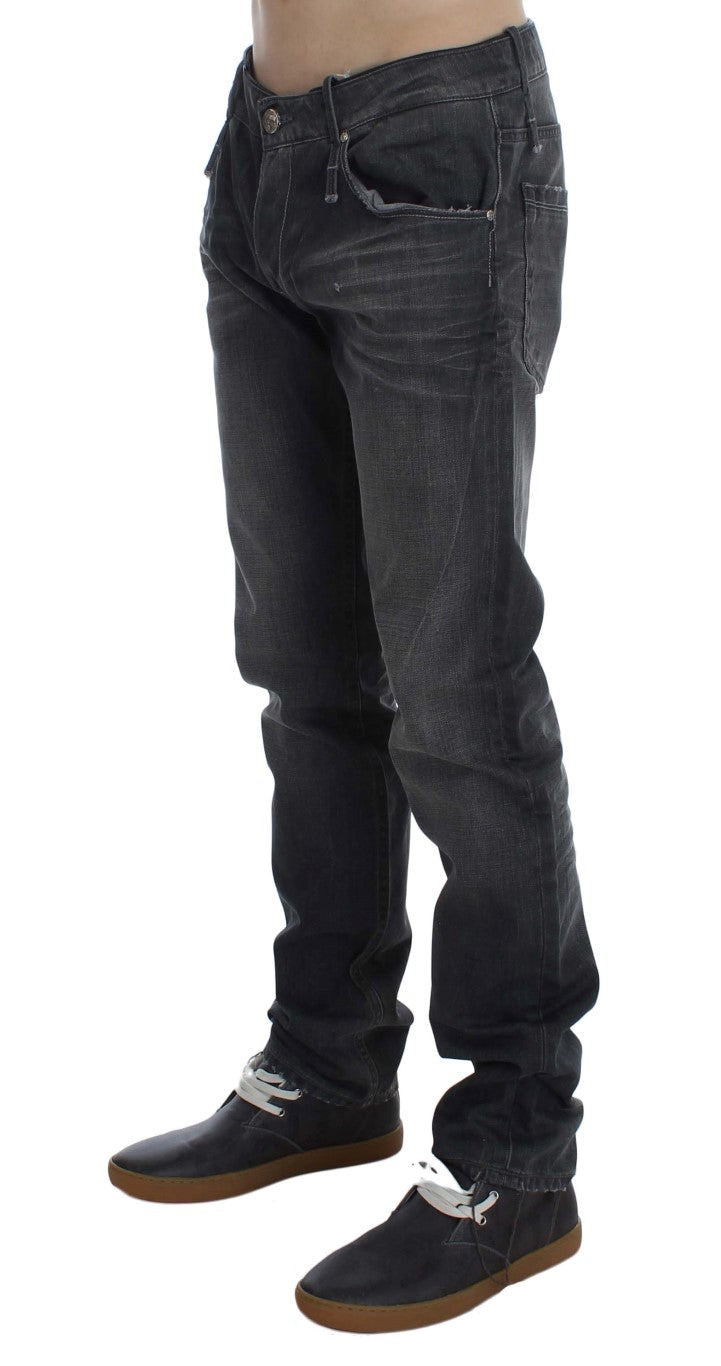 Acht Gray Cotton Regular Low Fit Jeans Acht