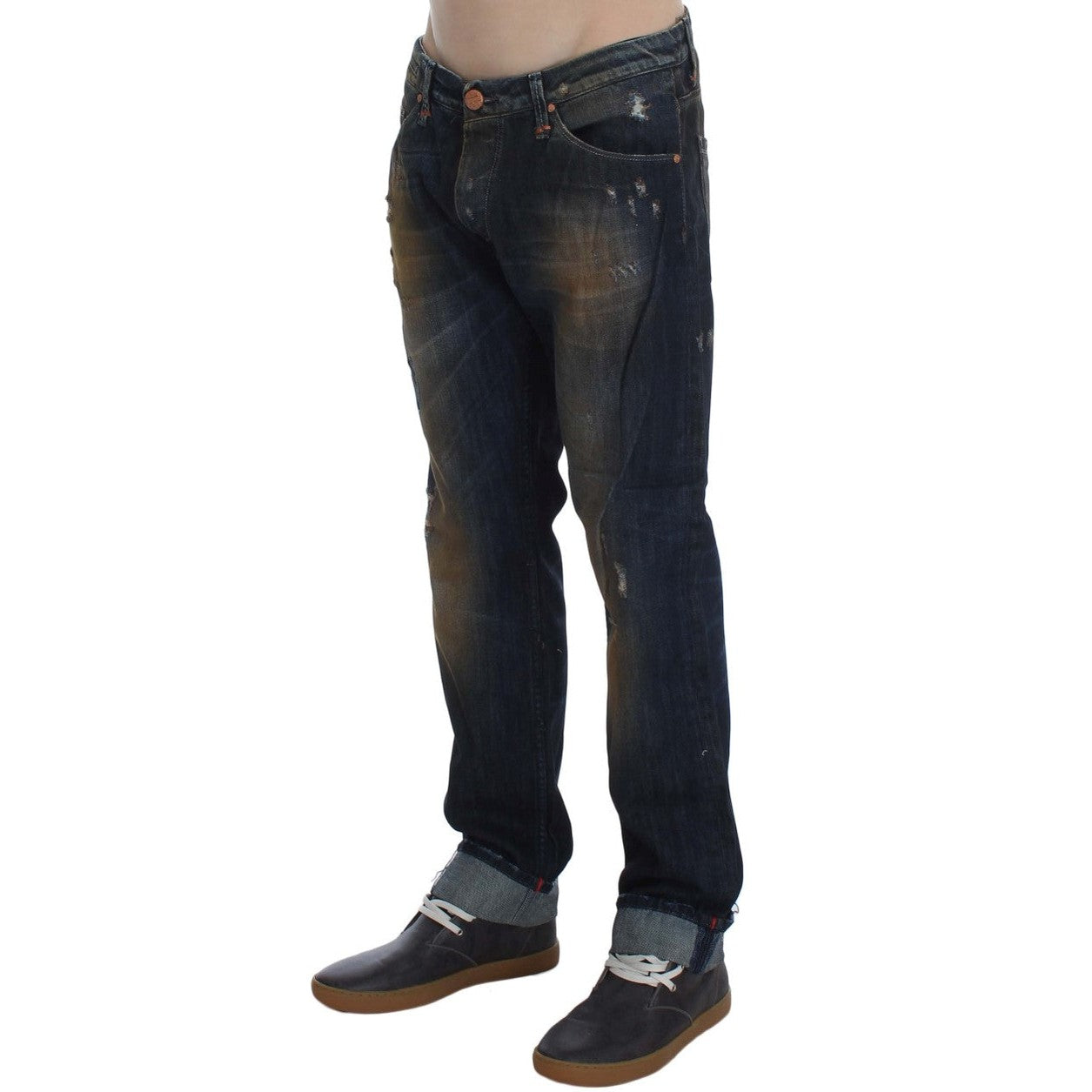 Acht Blue Wash Cotton Regular Straight Fit Jeans Acht