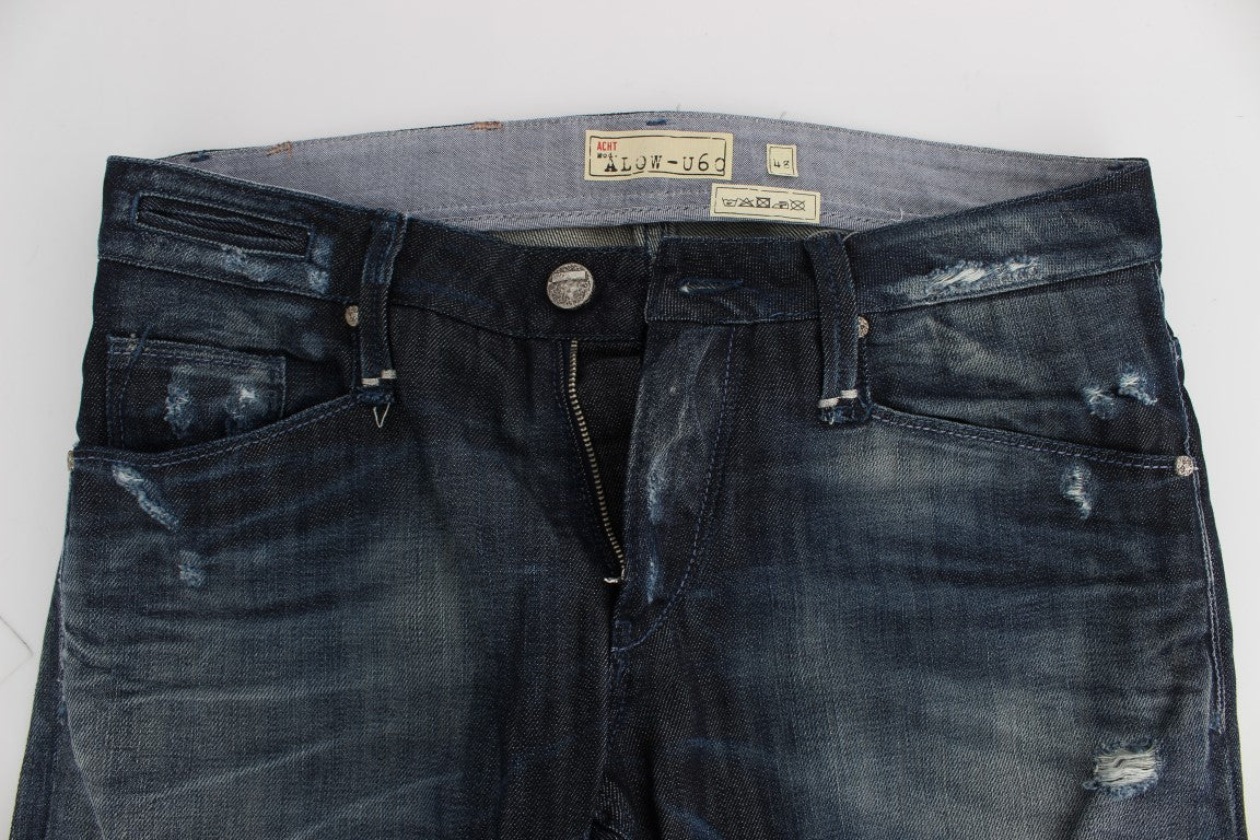 Acht Blue Cotton Regular Straight Fit Jeans Acht
