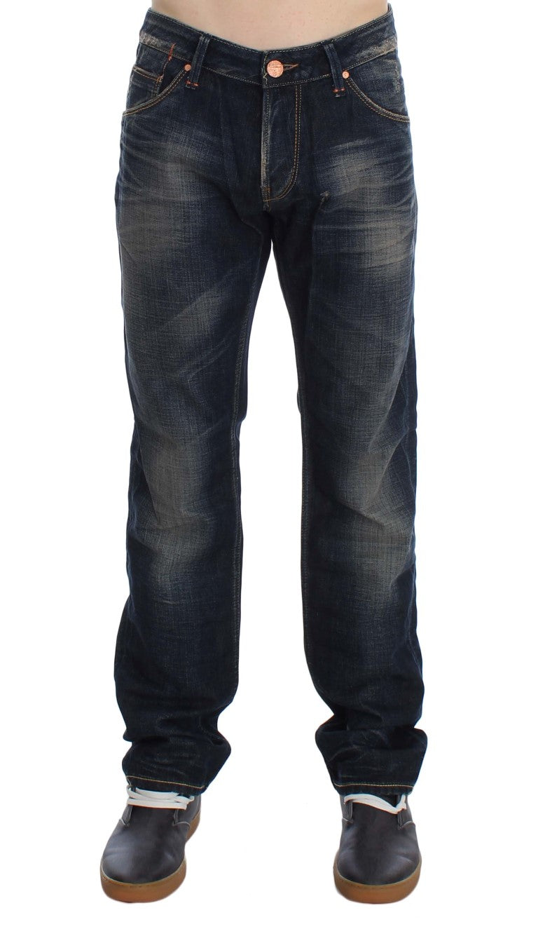 Acht Blue Wash Straight Fit Low Waist Jeans Acht